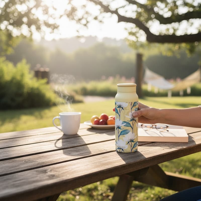 Butelka Echo ze stali nierdzewnej 690ml z silikonowym z uchwytem Magnolia