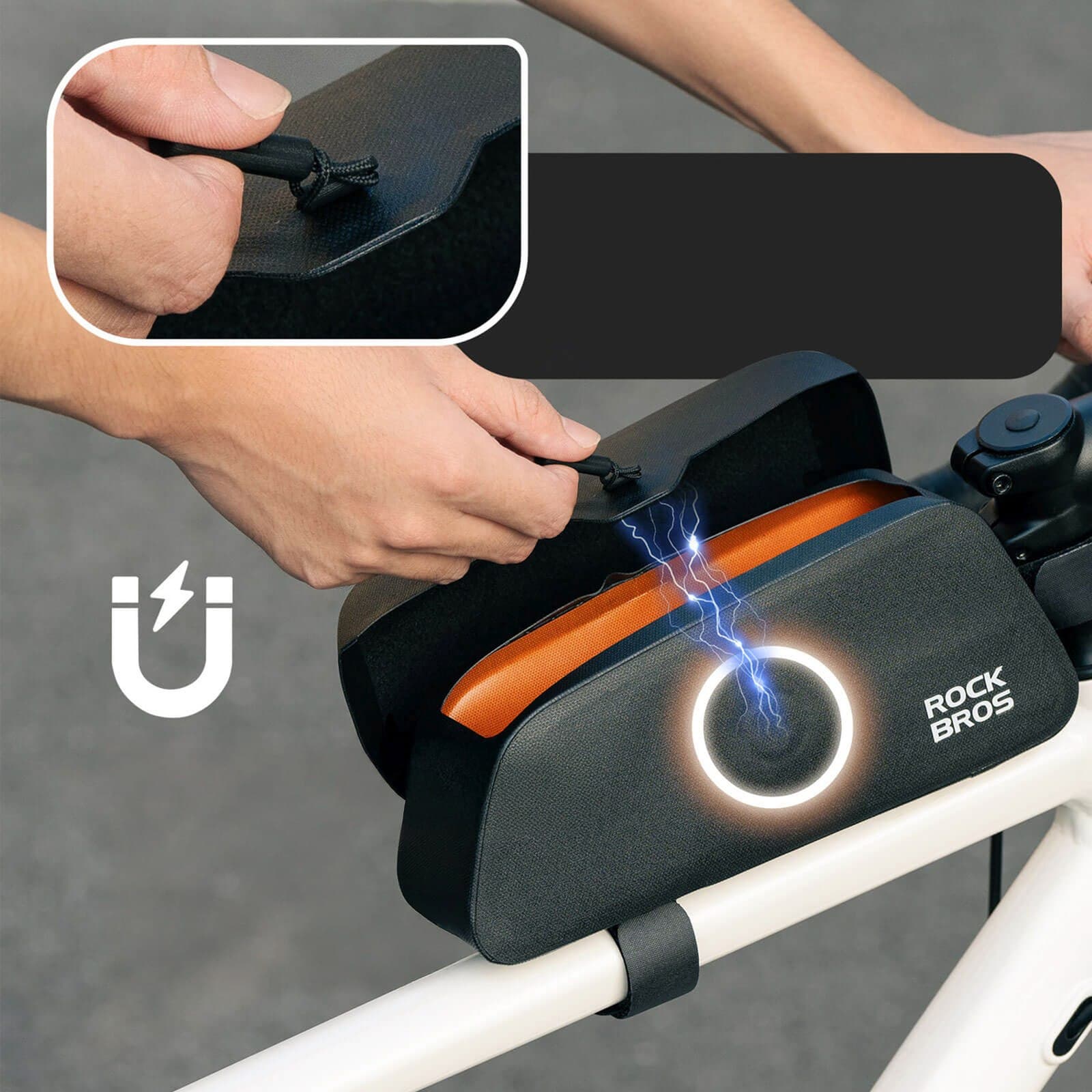 Torba rowerowa na ramę wodoodporna z magnetycznym zapięciem 0.9L - czarna