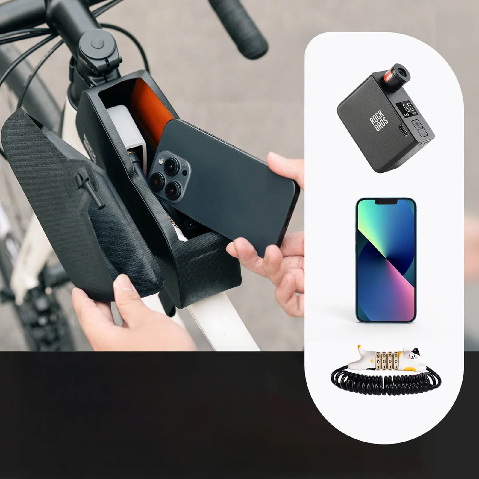 Torba rowerowa na ramę wodoodporna z magnetycznym zapięciem 0.9L - czarna