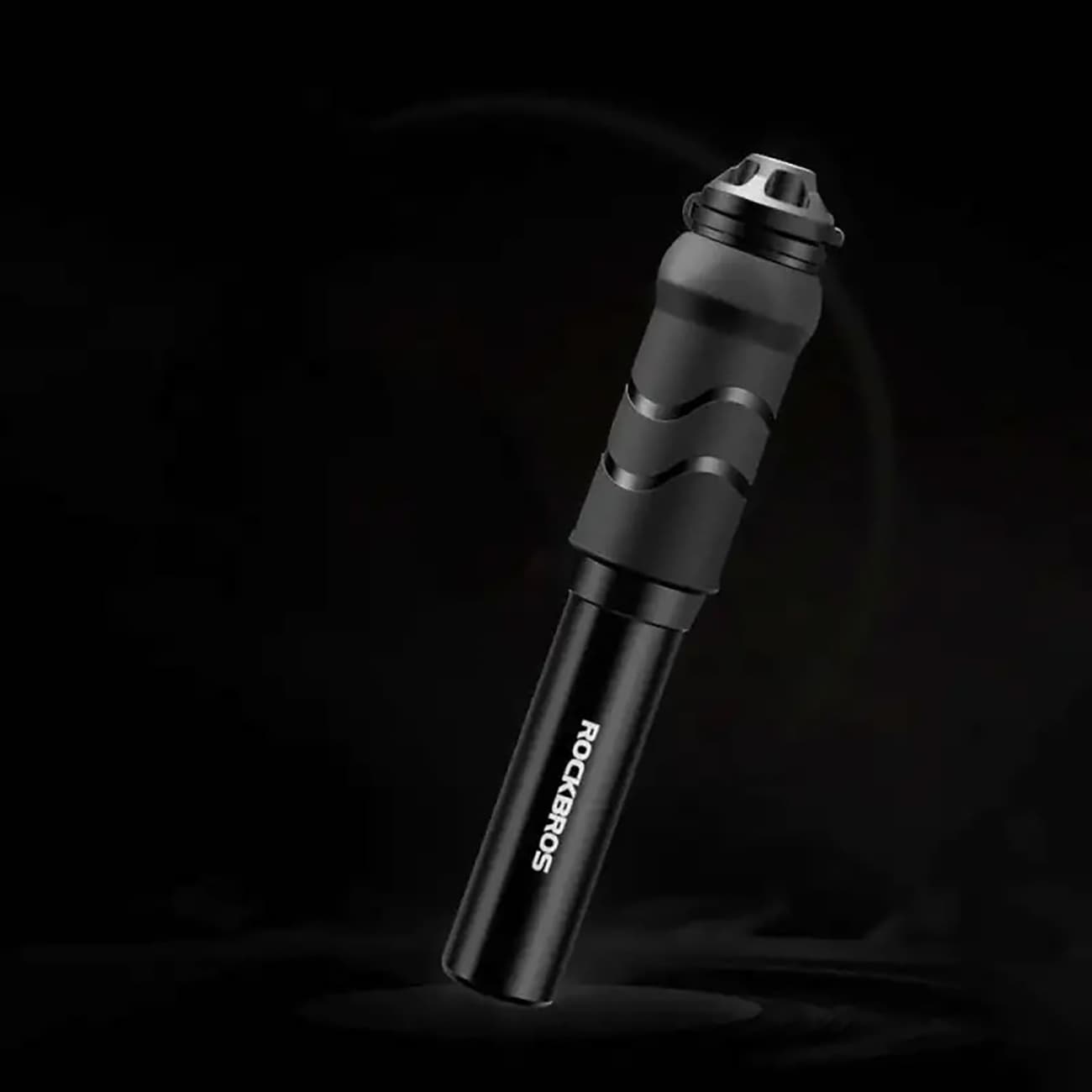 Pompka rowerowa mini ręczna z wężykiem do wentyli Presta Schrader - czarna