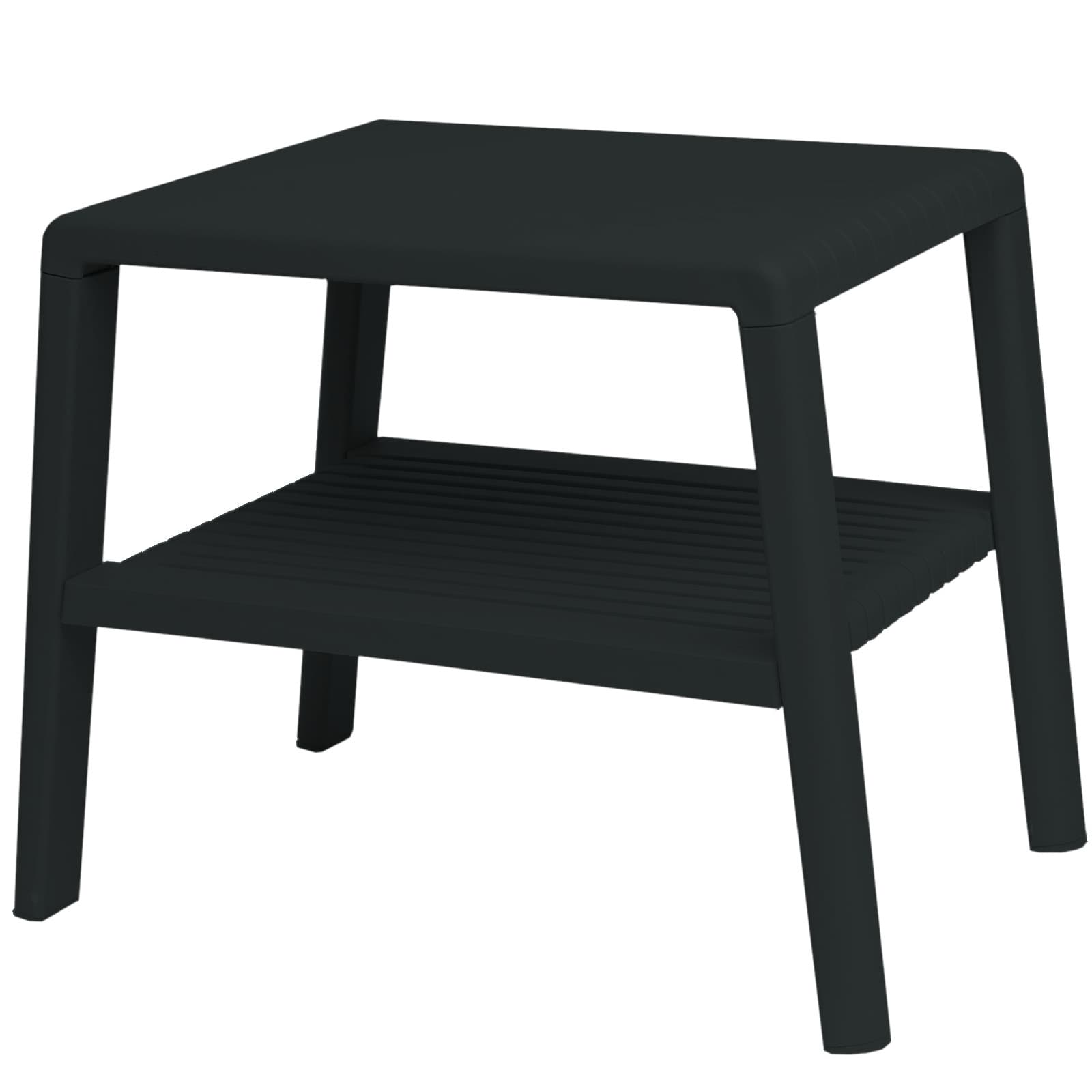 Wytrzymały stolik basenowy kawowy do ogrodu na taras z półką - CZARNY