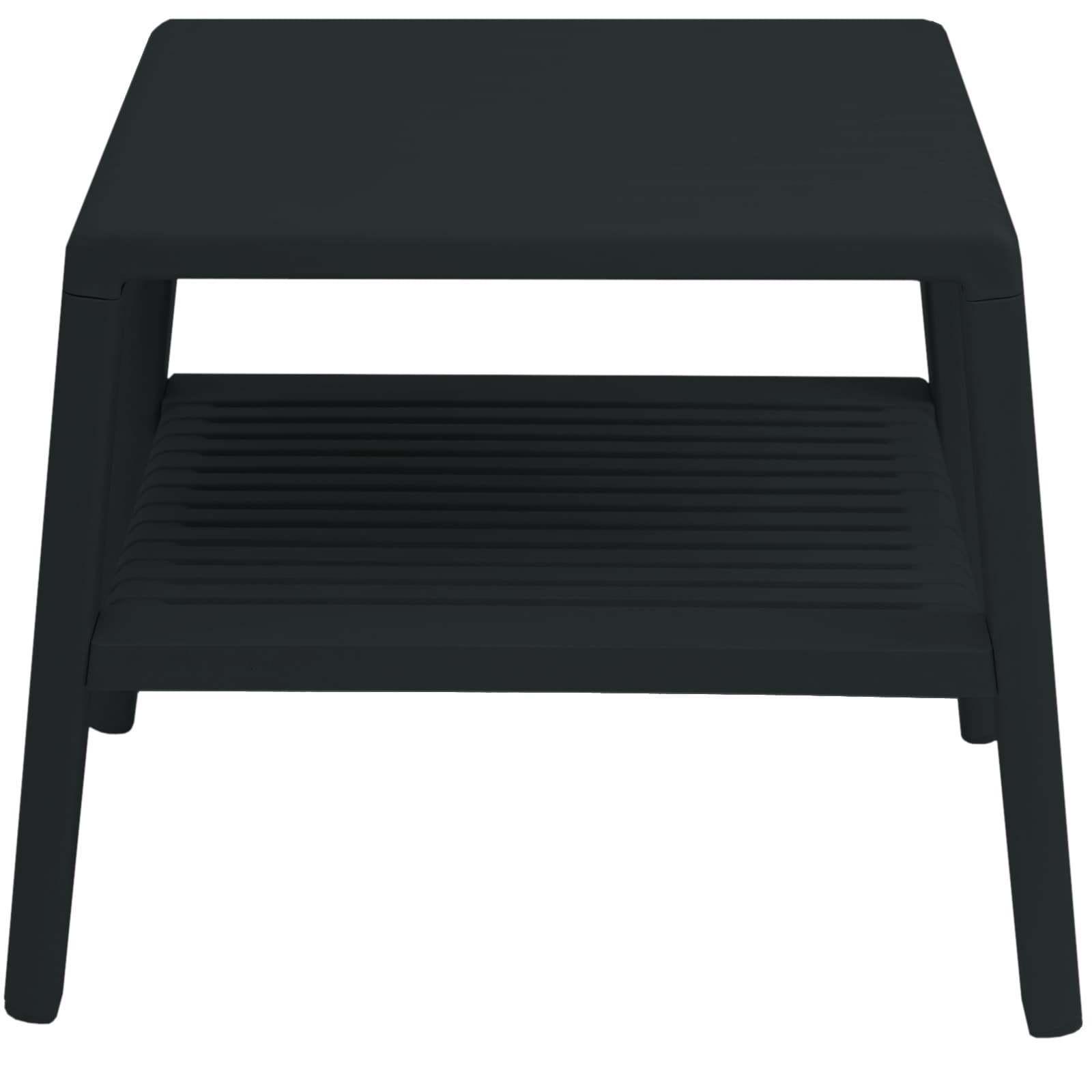 Wytrzymały stolik basenowy kawowy do ogrodu na taras z półką - CZARNY