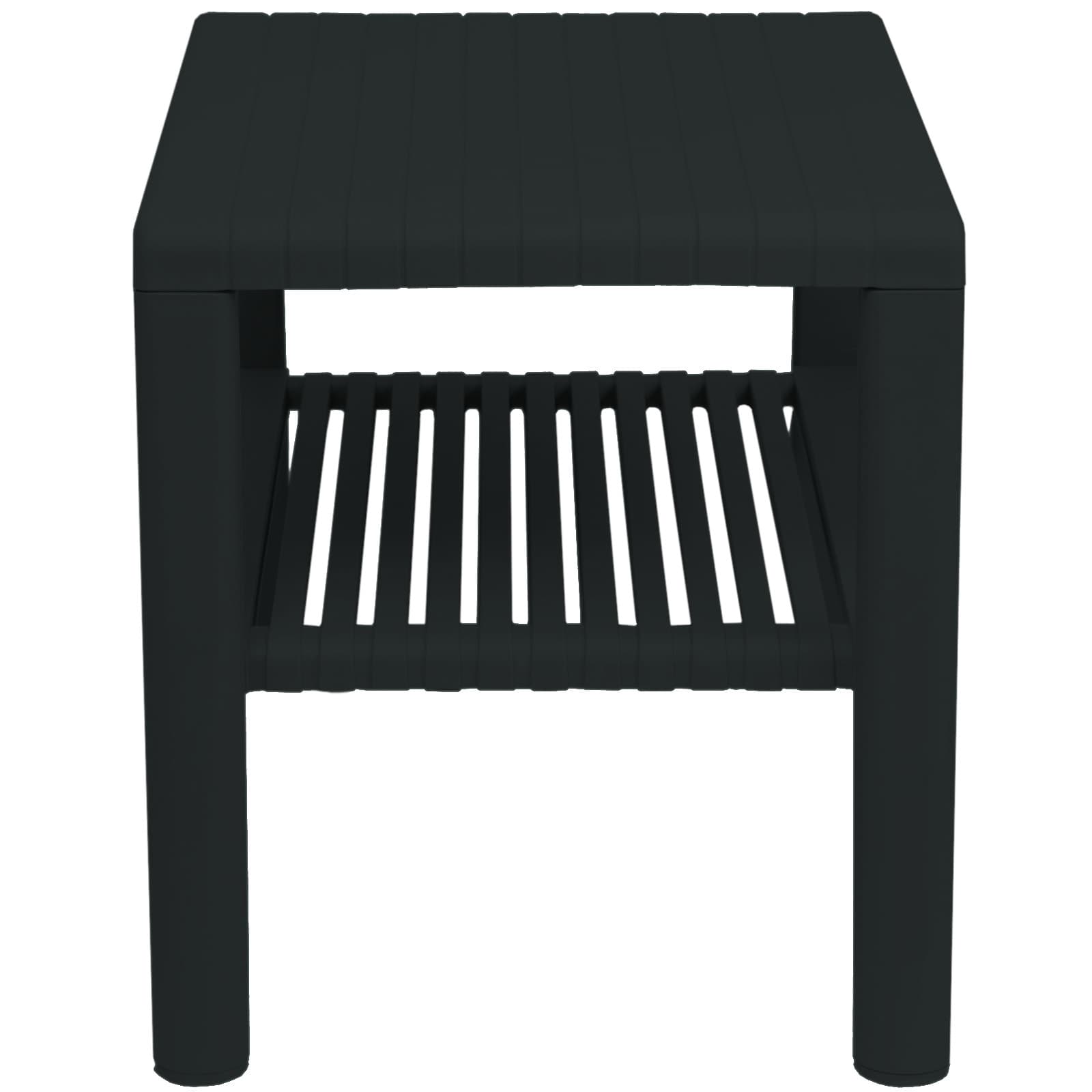 Wytrzymały stolik basenowy kawowy do ogrodu na taras z półką - CZARNY