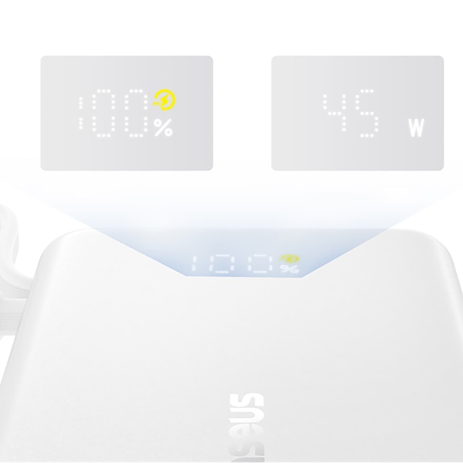 Powerbank 10000mAh 45W PicoGo USB-A USB-C z wbudowanym kablem wyświetlaczem - biały