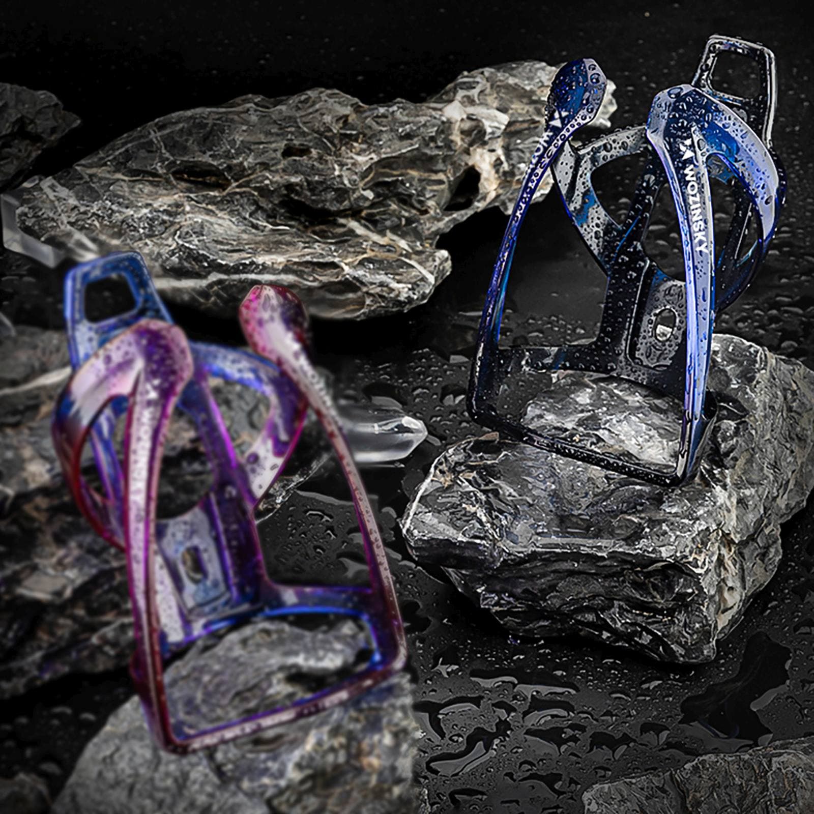 Koszyk uchwyt rowerowy na bidon - czarno-niebieski