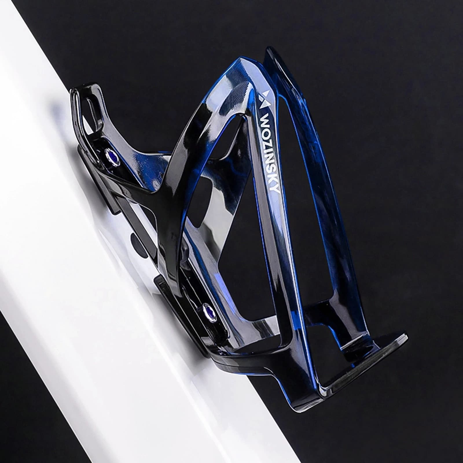 Koszyk uchwyt rowerowy na bidon - czarno-niebieski