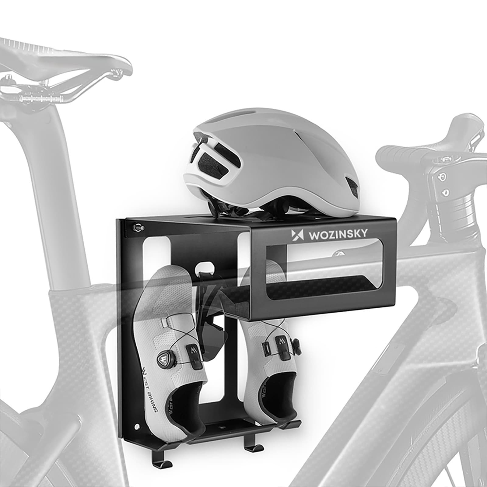 Wieszak uchwyt ścienny na rower kask odzież - czarny