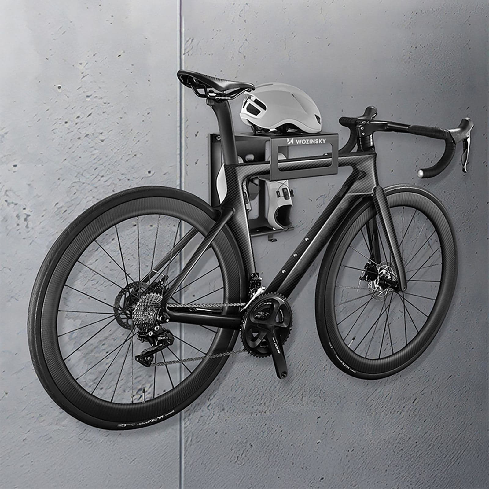 Wieszak uchwyt ścienny na rower kask odzież - czarny