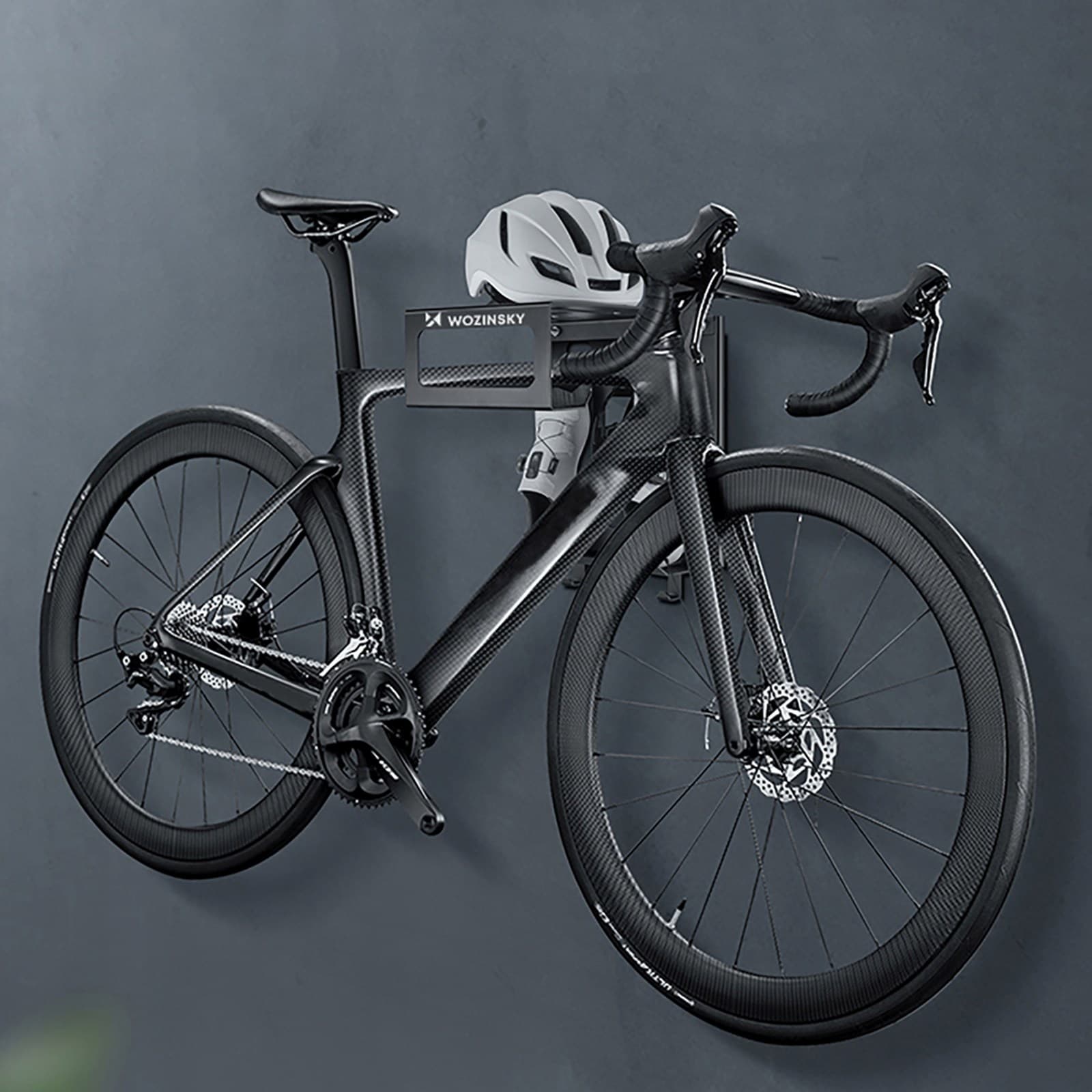 Wieszak uchwyt ścienny na rower kask odzież - czarny