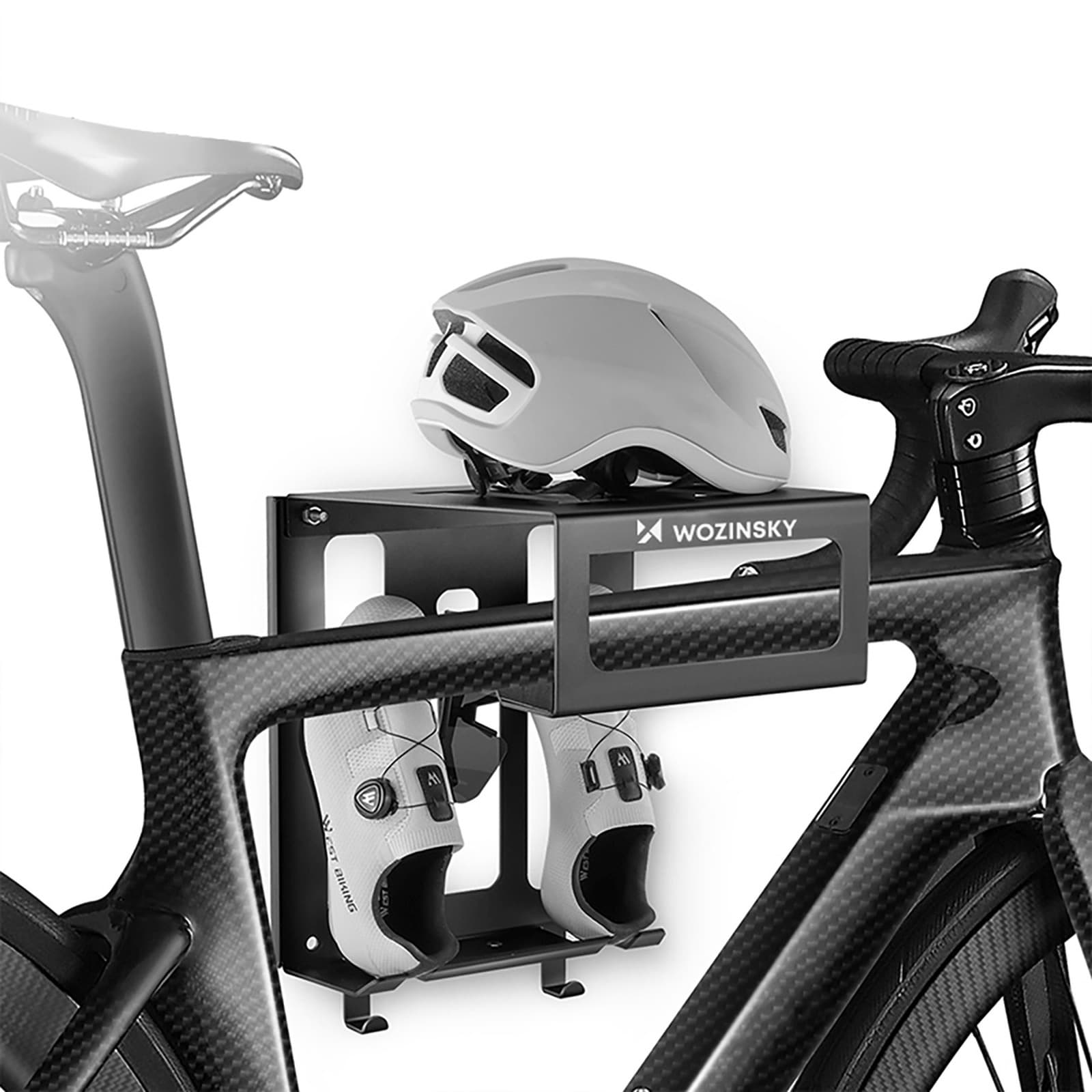 Wieszak uchwyt ścienny na rower kask odzież - czarny