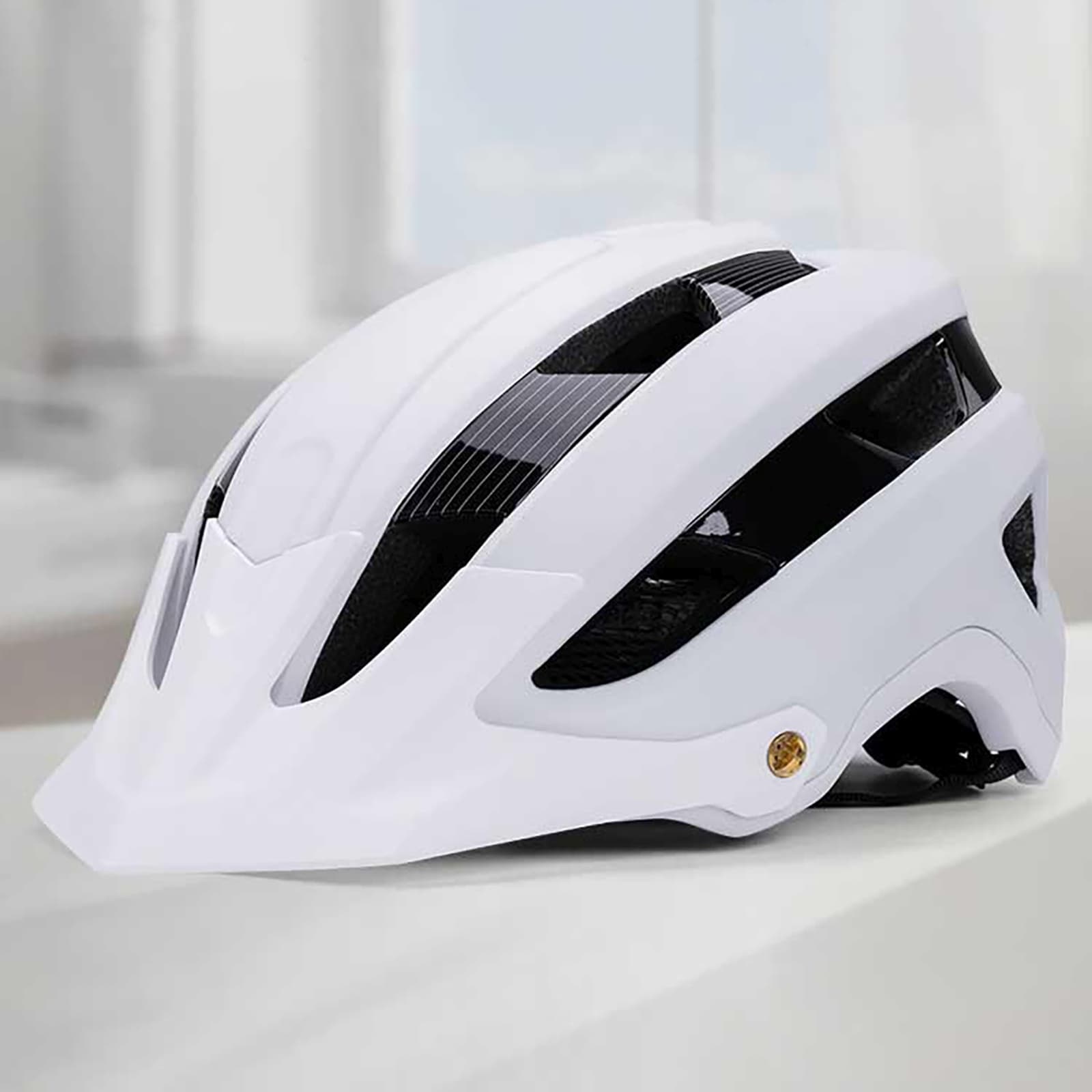 Kask rowerowy MTB z odpinanym daszkiem lekki 57-62 cm - czarno-biały