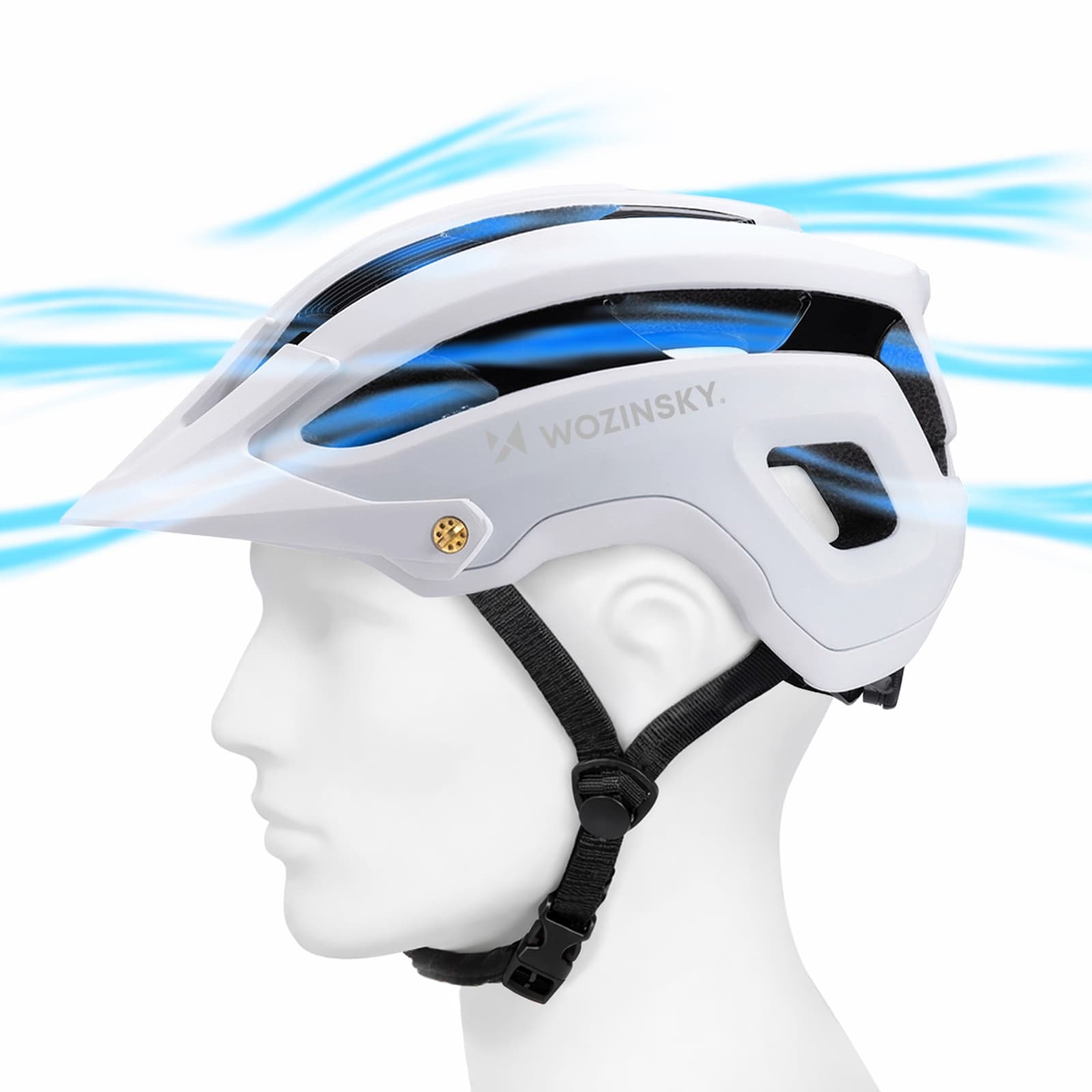 Kask rowerowy MTB z odpinanym daszkiem lekki 57-62 cm - czarno-biały