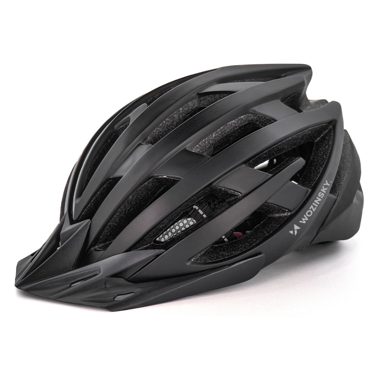 Kask rowerowy MTB z odpinanym daszkiem i tylną lampką USB 54-57 cm - czarny