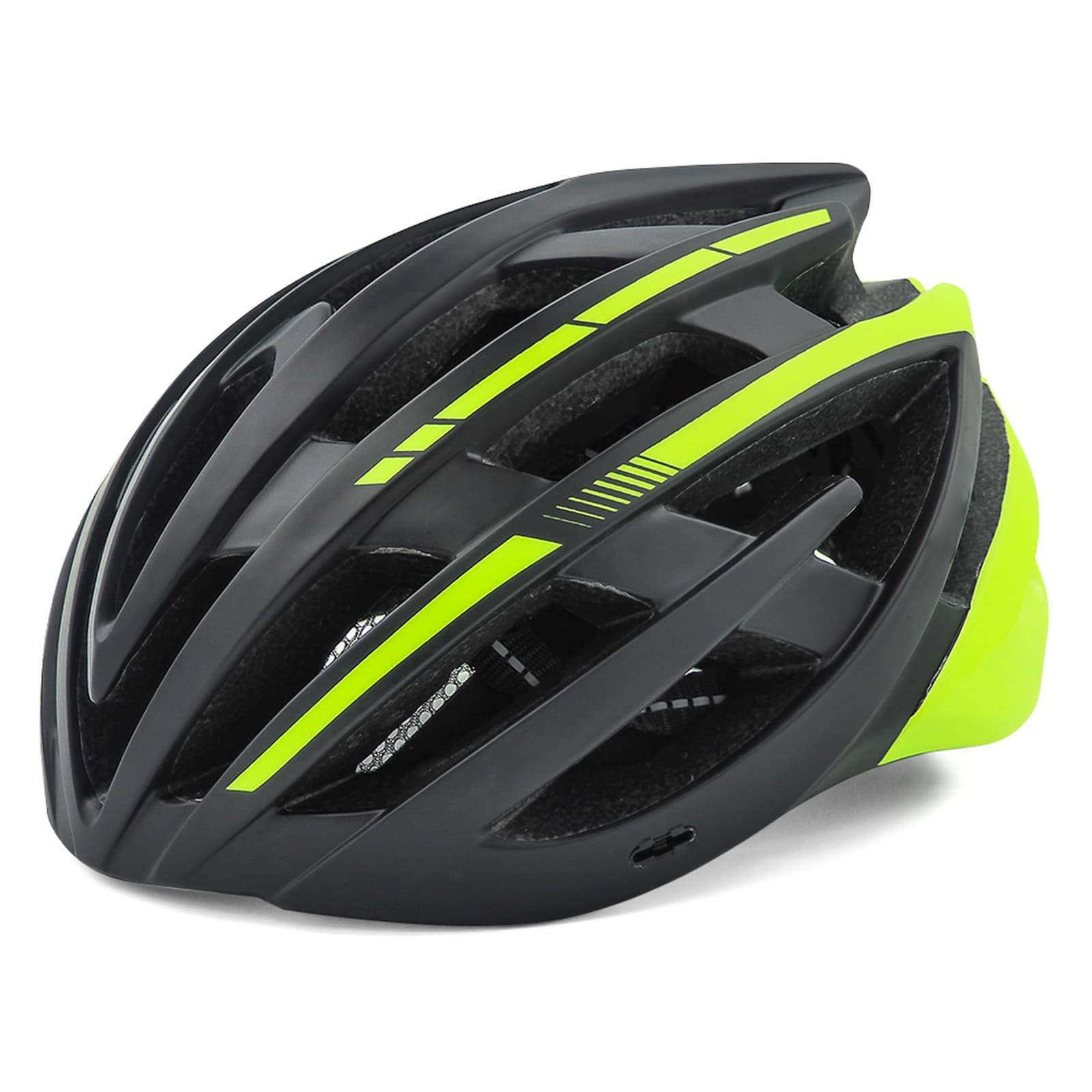 Kask rowerowy MTB z odpinanym daszkiem i tylną lampką USB 54-57 cm - czarno-żółty