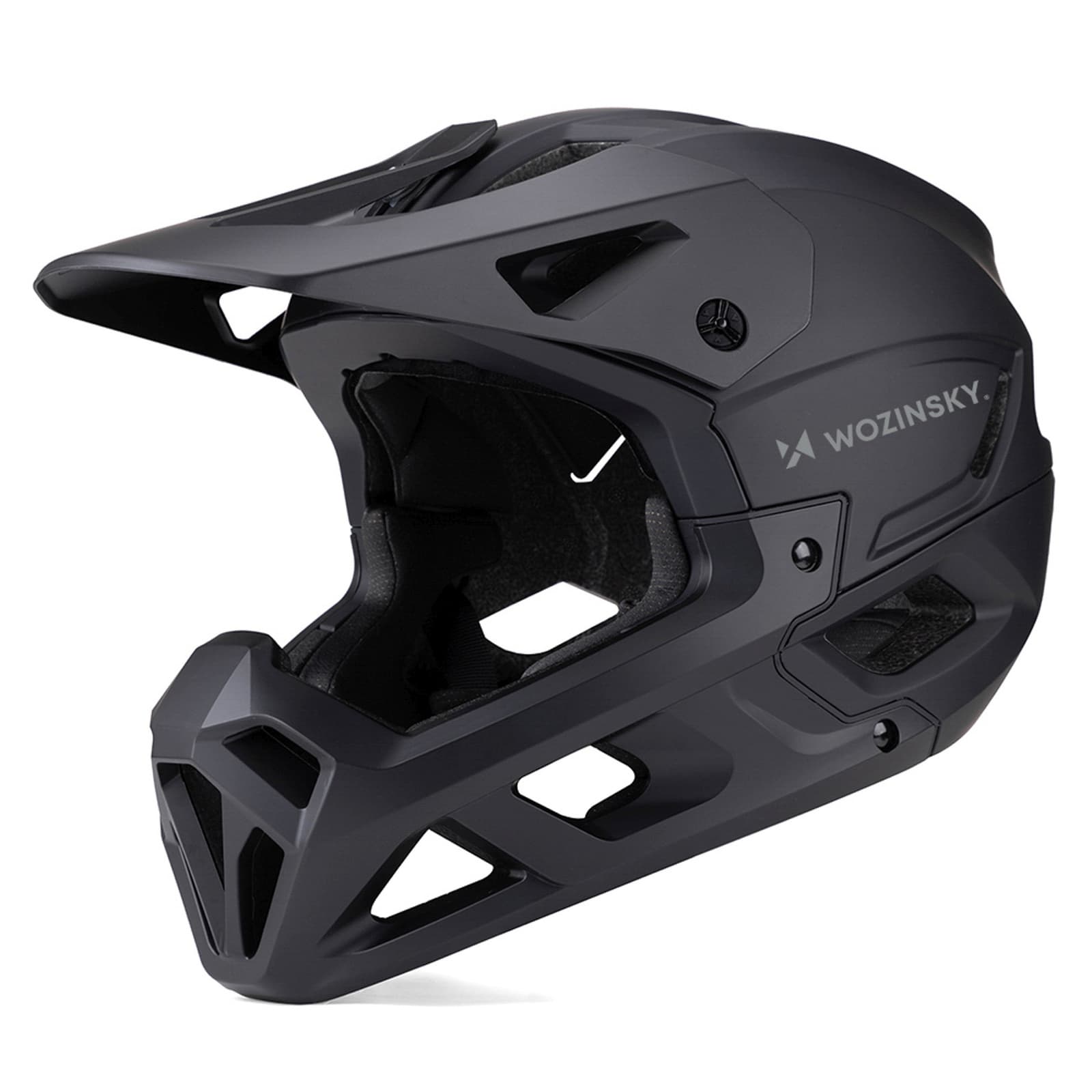 Kask rowerowy fullface z odpinanym daszkiem 55-57 cm - czarny