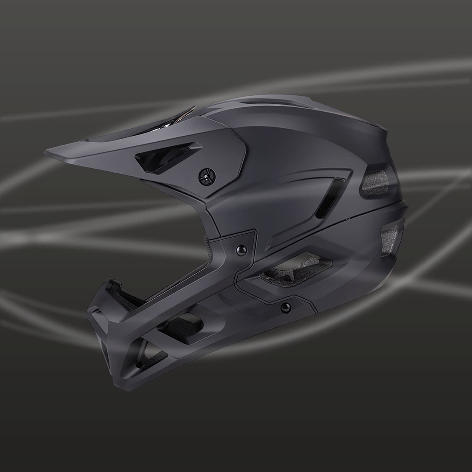 Kask rowerowy fullface z odpinanym daszkiem 55-57 cm - czarny