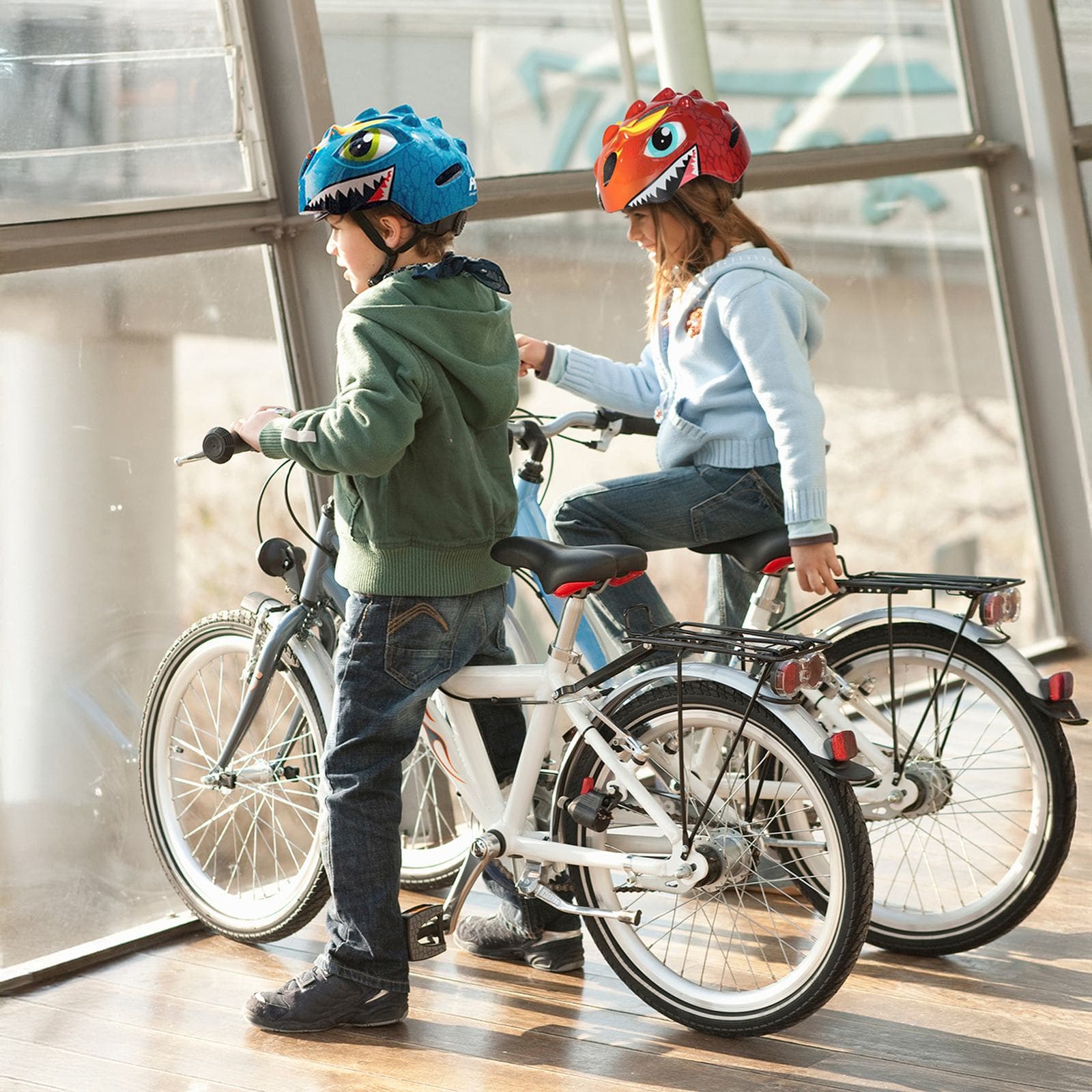 Kask rowerowy dziecięcy lekki 50-54 cm - czerwony smok