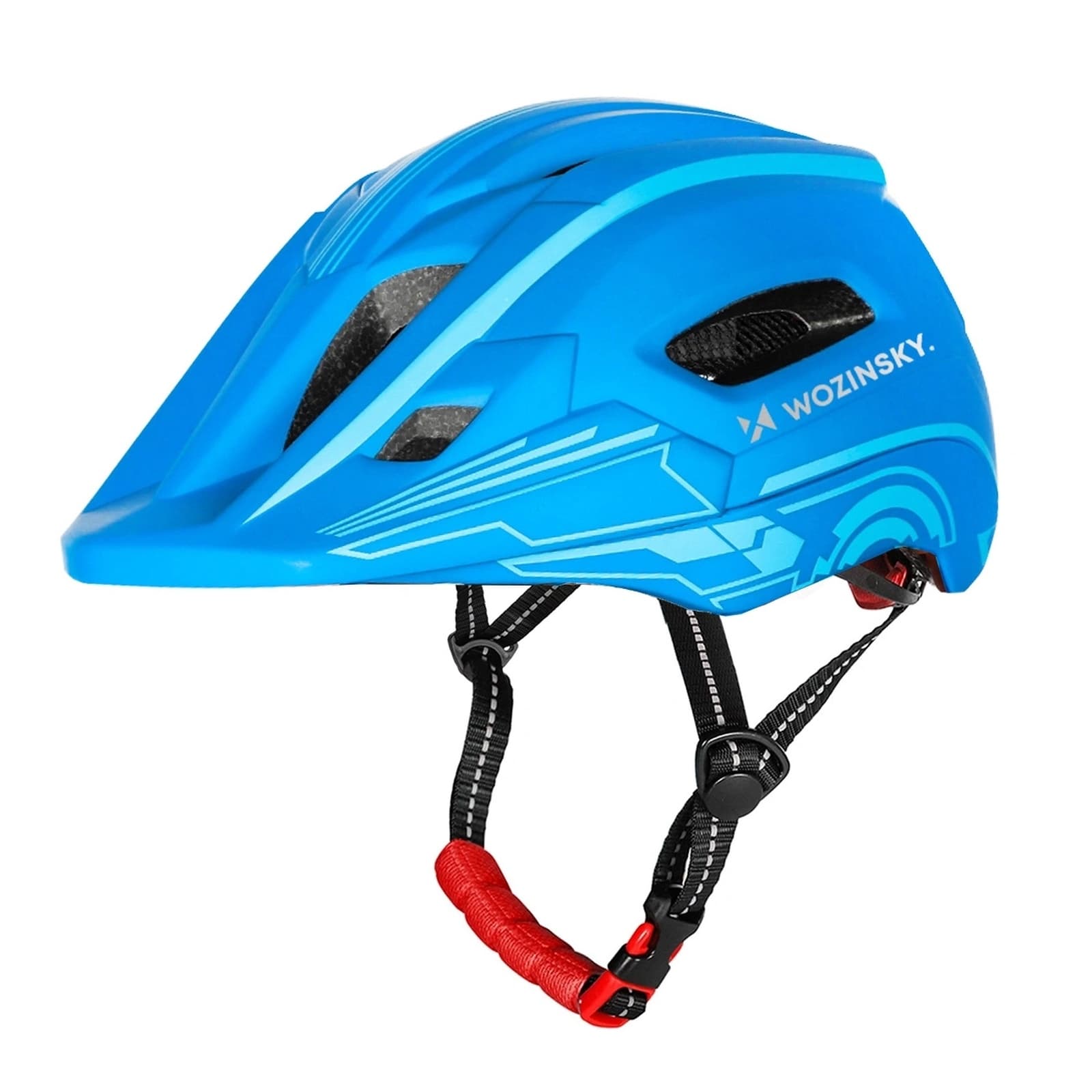 Kask rowerowy fullface dziecięcy z tylną lampką USB 52-56 cm - niebieski