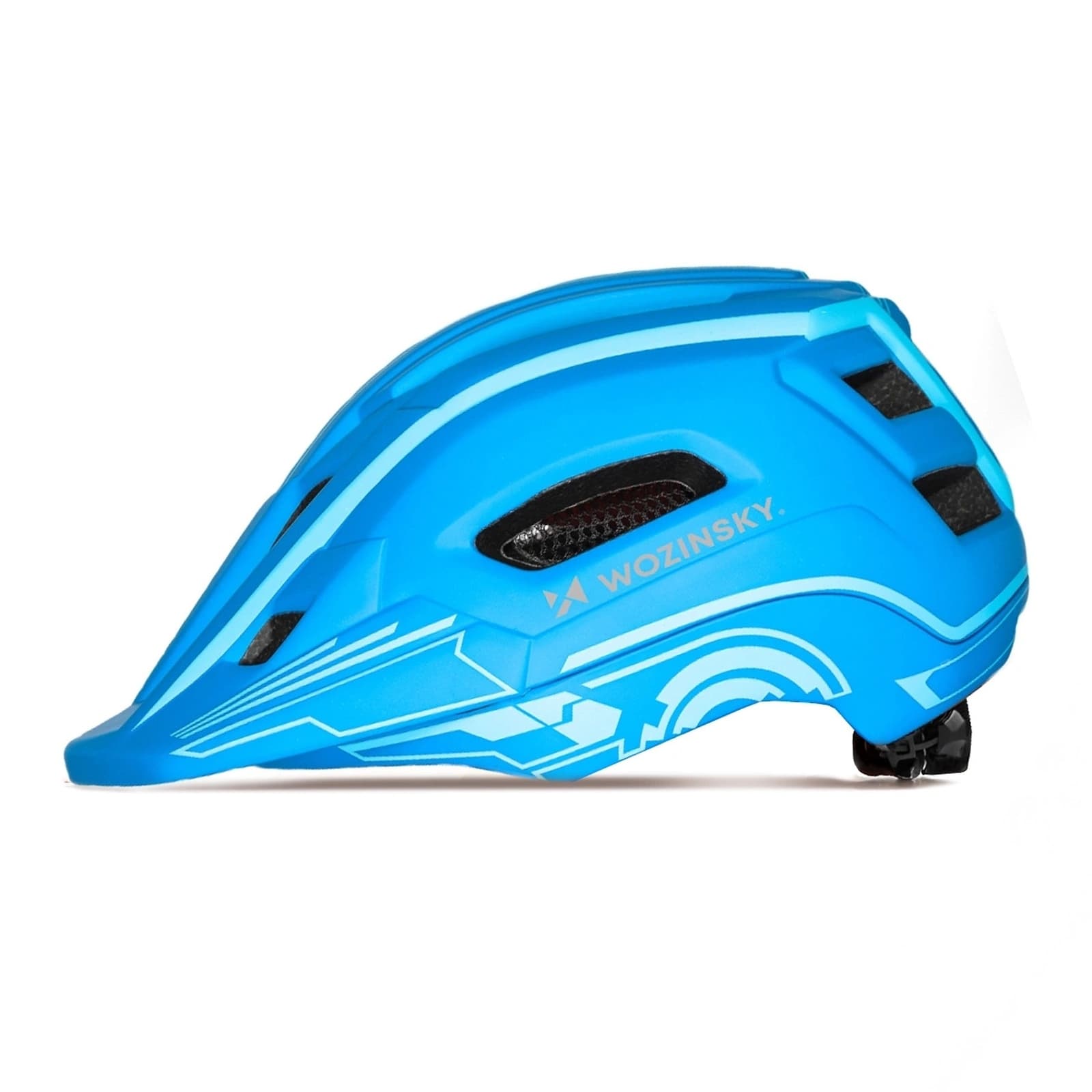 Kask rowerowy fullface dziecięcy z tylną lampką USB 52-56 cm - niebieski