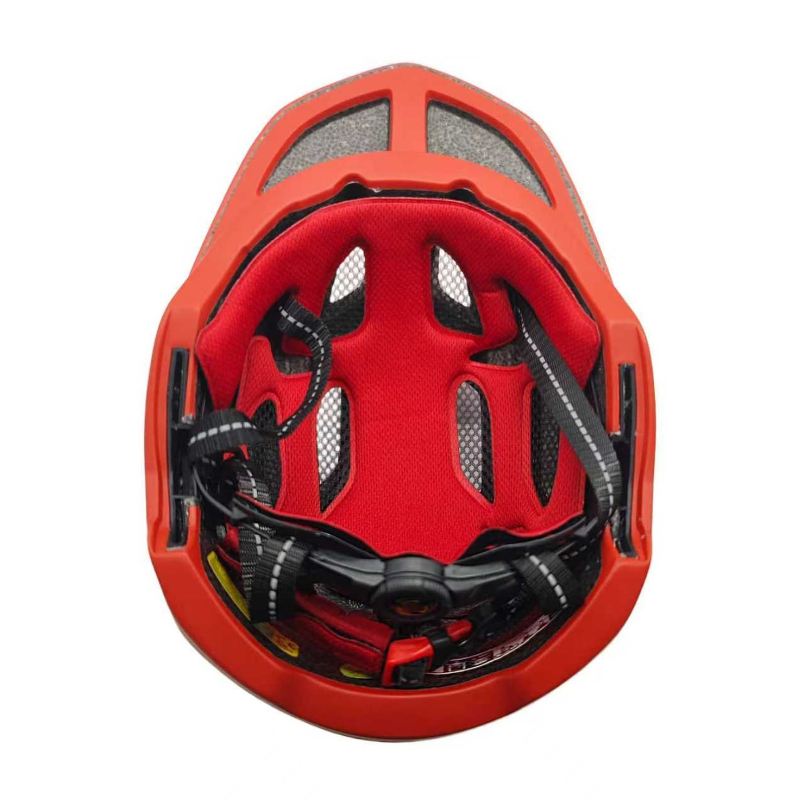 Kask rowerowy fullface dziecięcy z tylną lampką USB 52-56 cm - czerwono żółty