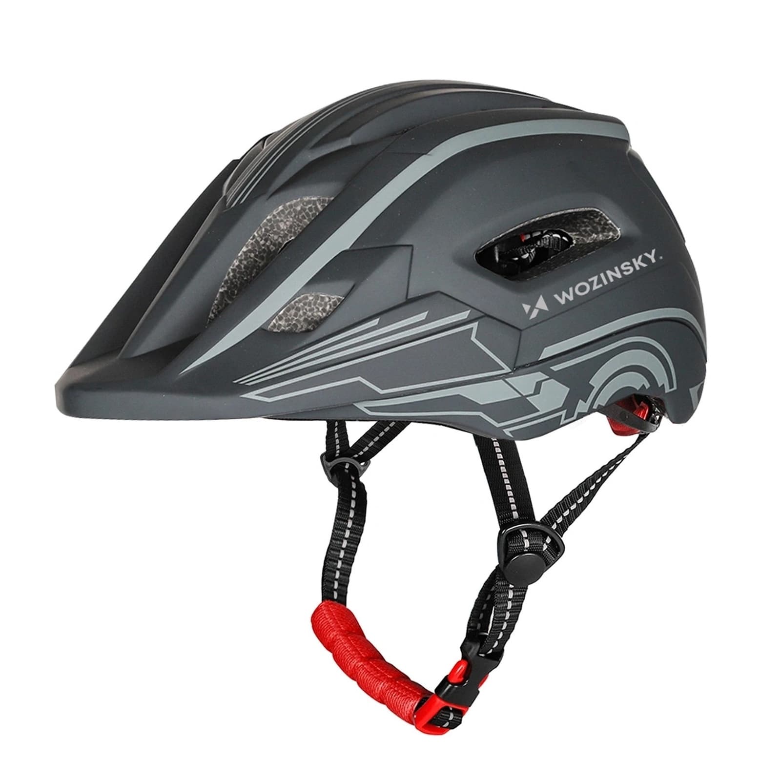 Kask rowerowy fullface dziecięcy z tylną lampką USB 52-56 cm - szary