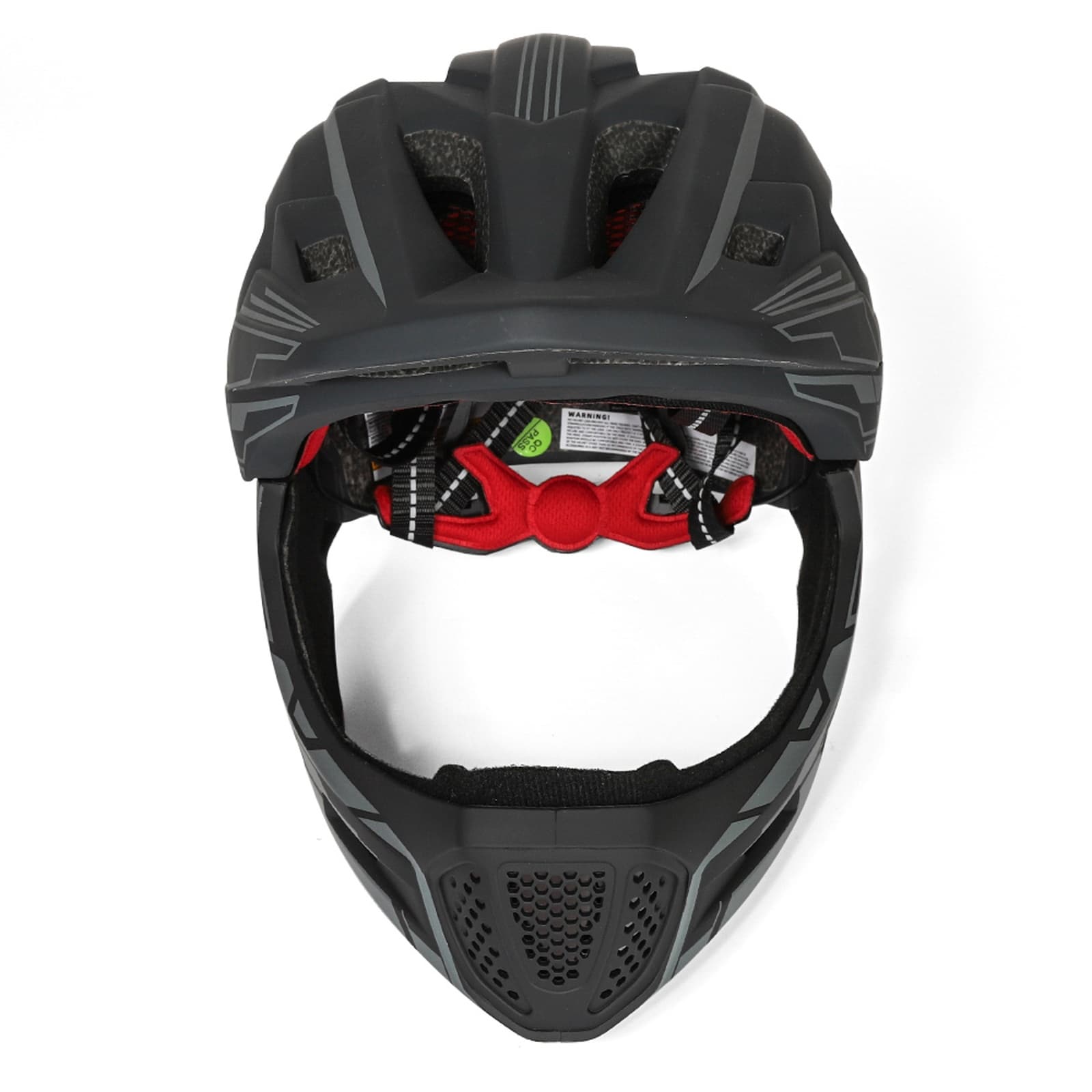 Kask rowerowy fullface dziecięcy z tylną lampką USB 52-56 cm - szary