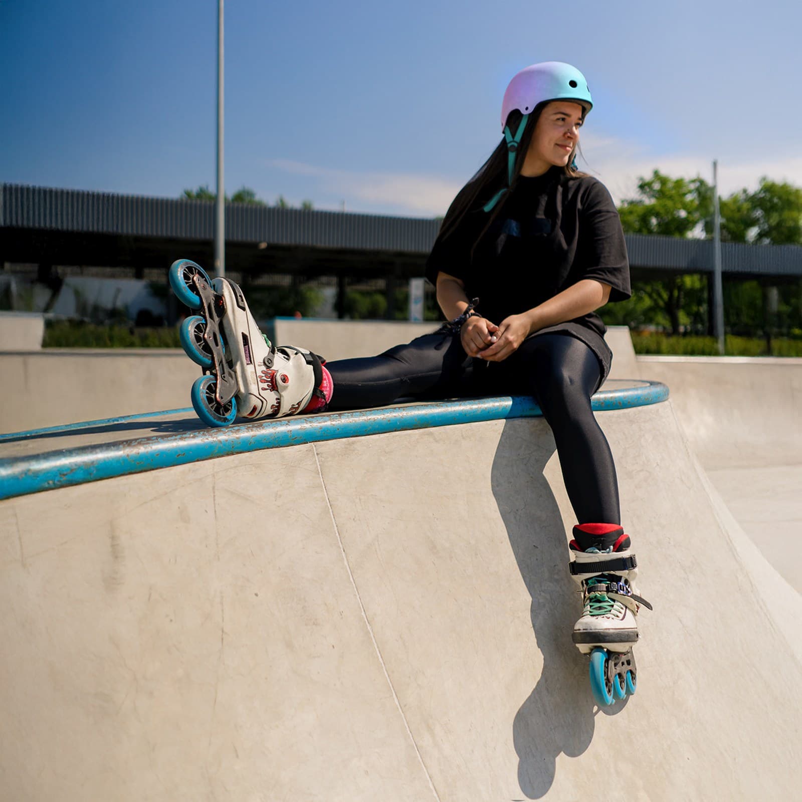 Kask rowerowy BMX hulajnoga 54-58 cm - gradient różowy