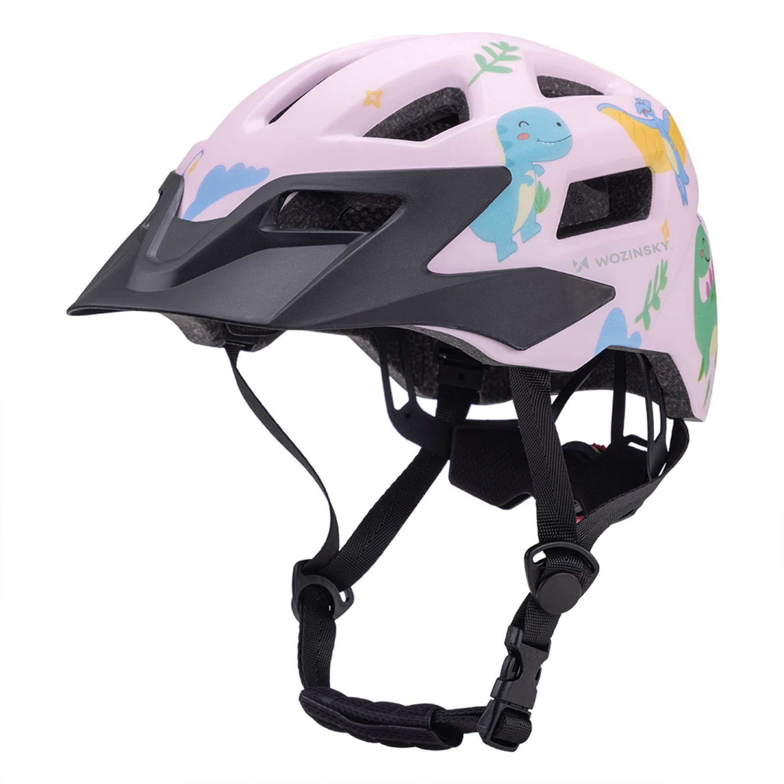 Kask rowerowy dziecięcy MTB z odpinanym daszkiem 48-52 cm - różowy