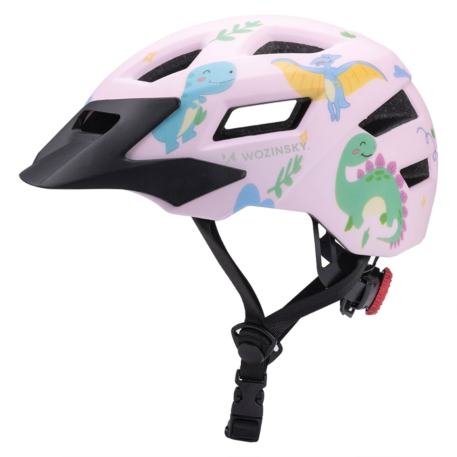 Kask rowerowy dziecięcy MTB z odpinanym daszkiem 48-52 cm - różowy
