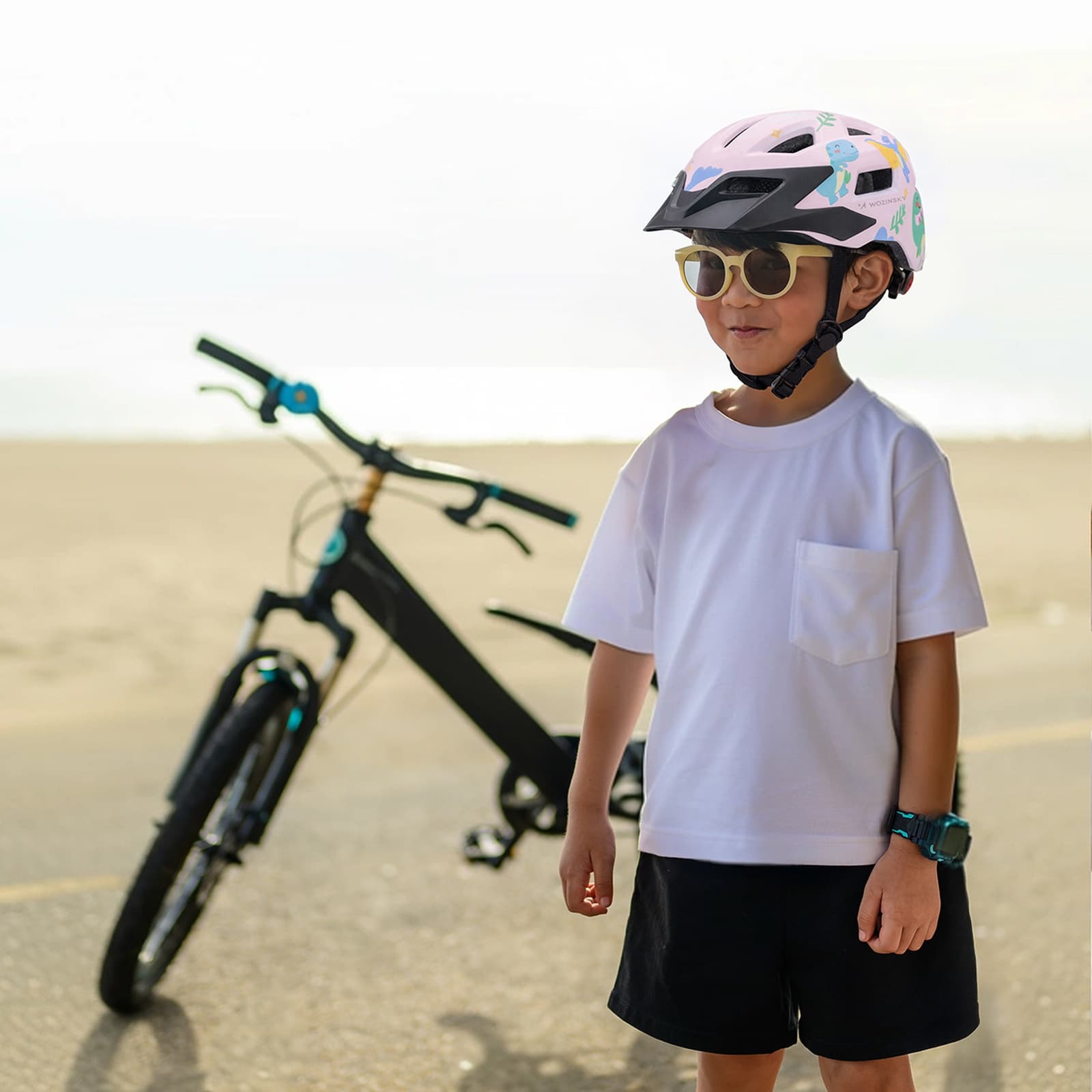 Kask rowerowy dziecięcy MTB z odpinanym daszkiem 48-52 cm - różowy