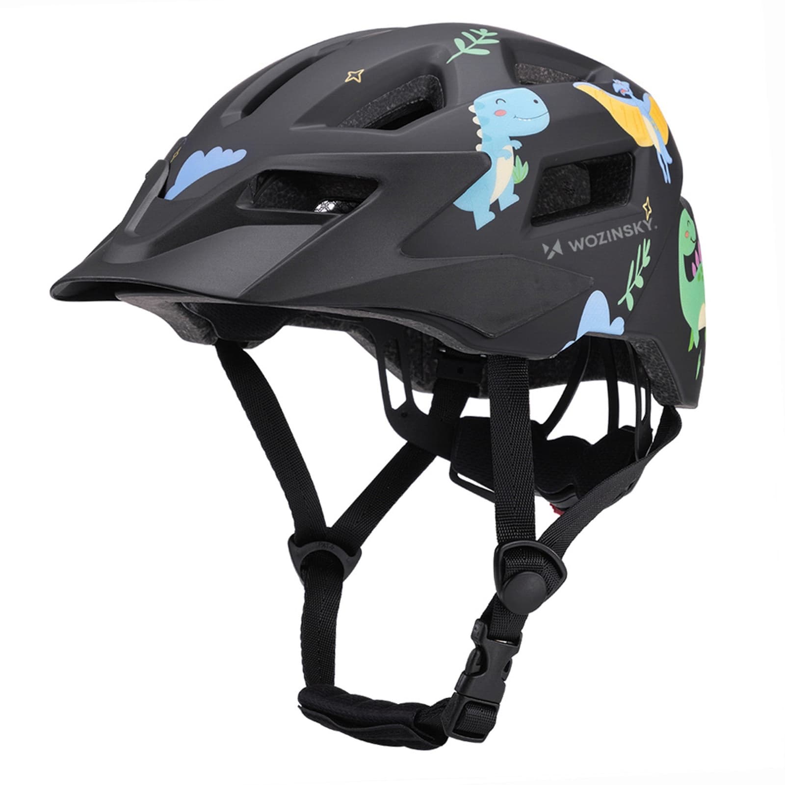 Kask rowerowy dziecięcy MTB z odpinanym daszkiem 48-52 cm - czarny