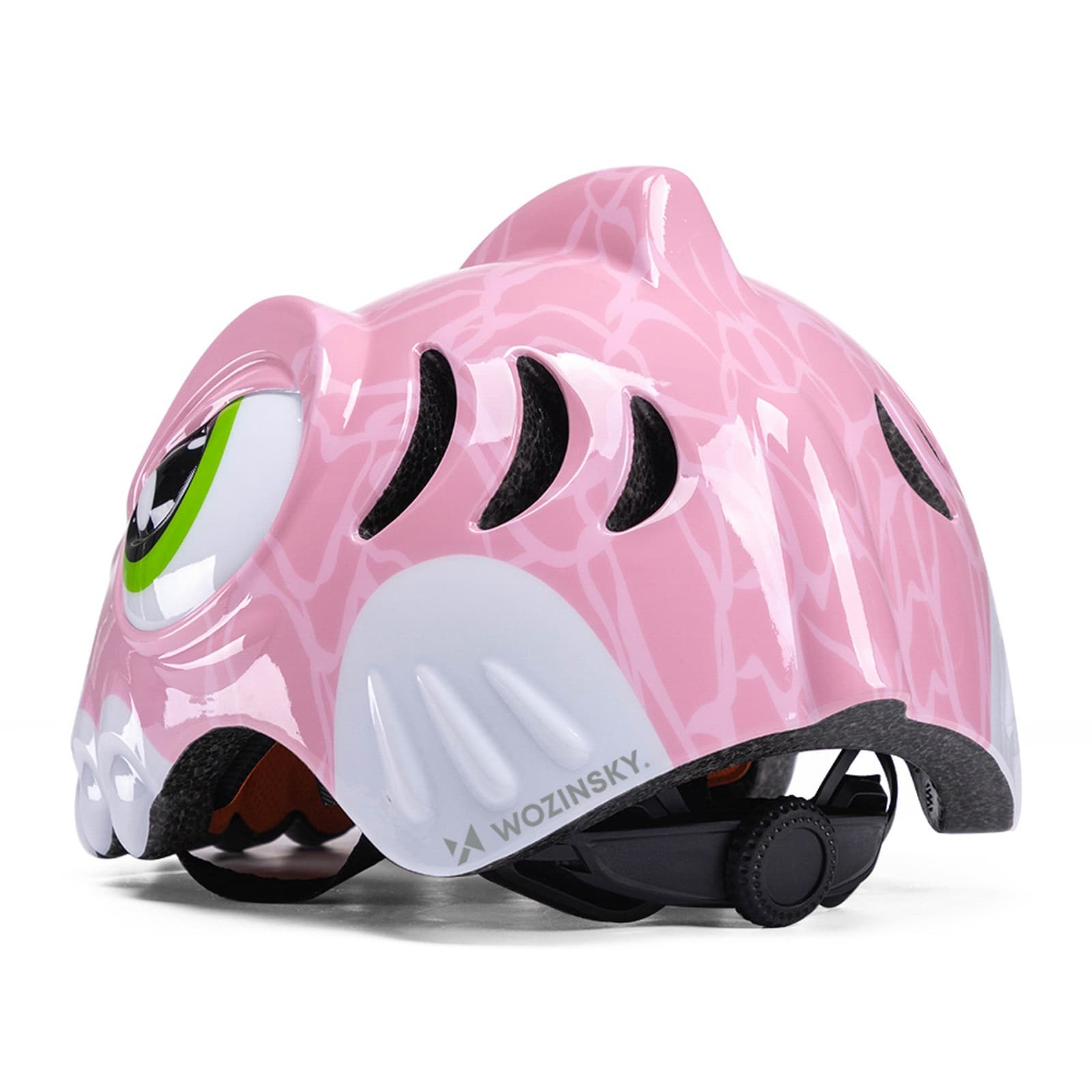 Kask rowerowy dziecięcy 52-56 cm - różowy dinozaur