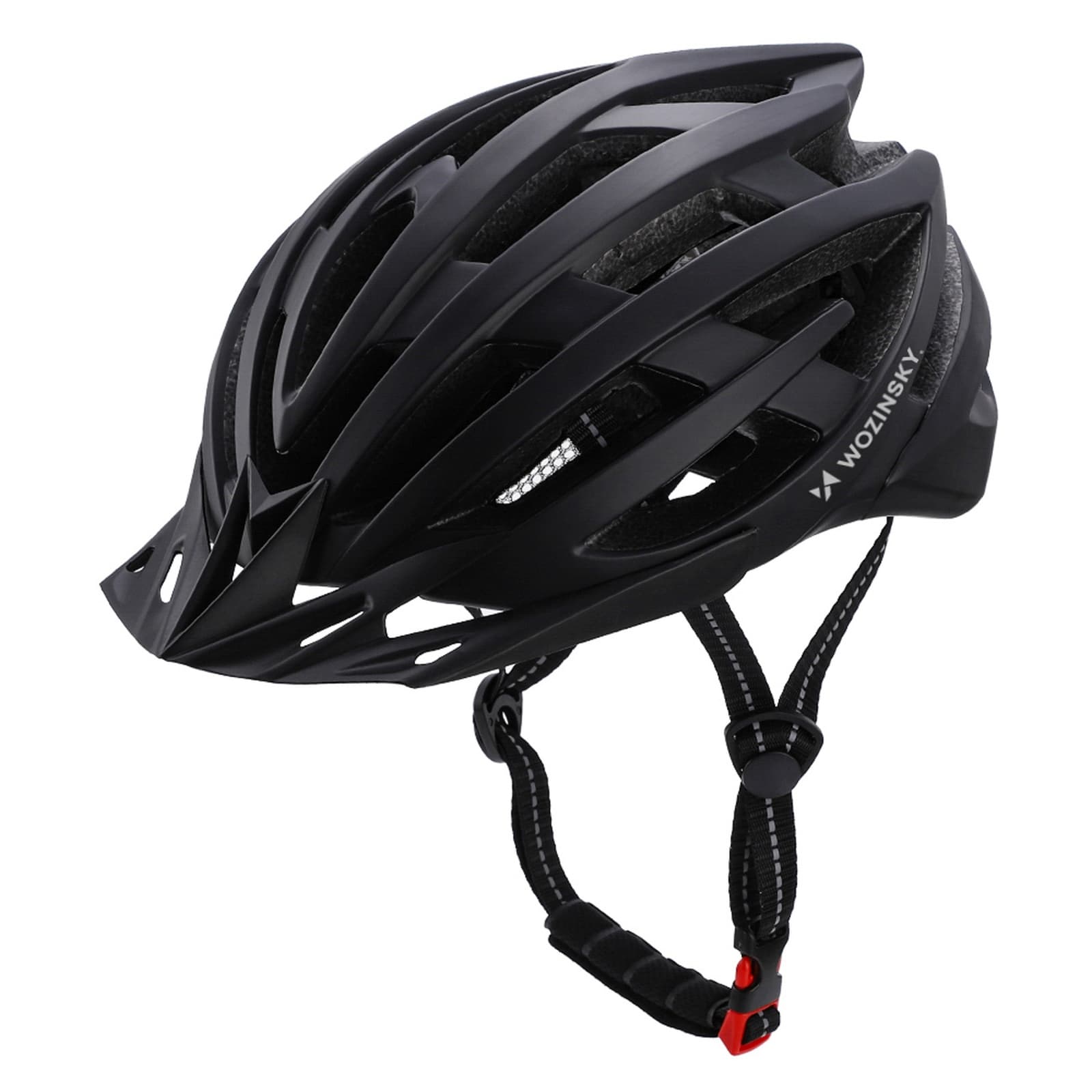 Kask rowerowy MTB z odpinanym daszkiem tylną lampką USB 57-62 cm - czarny