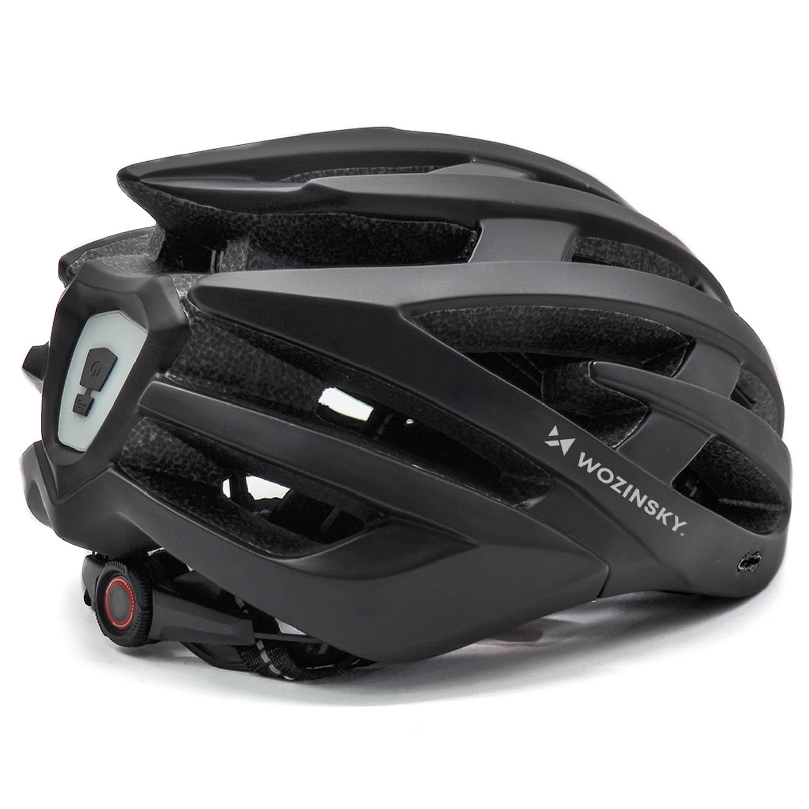 Kask rowerowy MTB z odpinanym daszkiem tylną lampką USB 57-62 cm - czarny