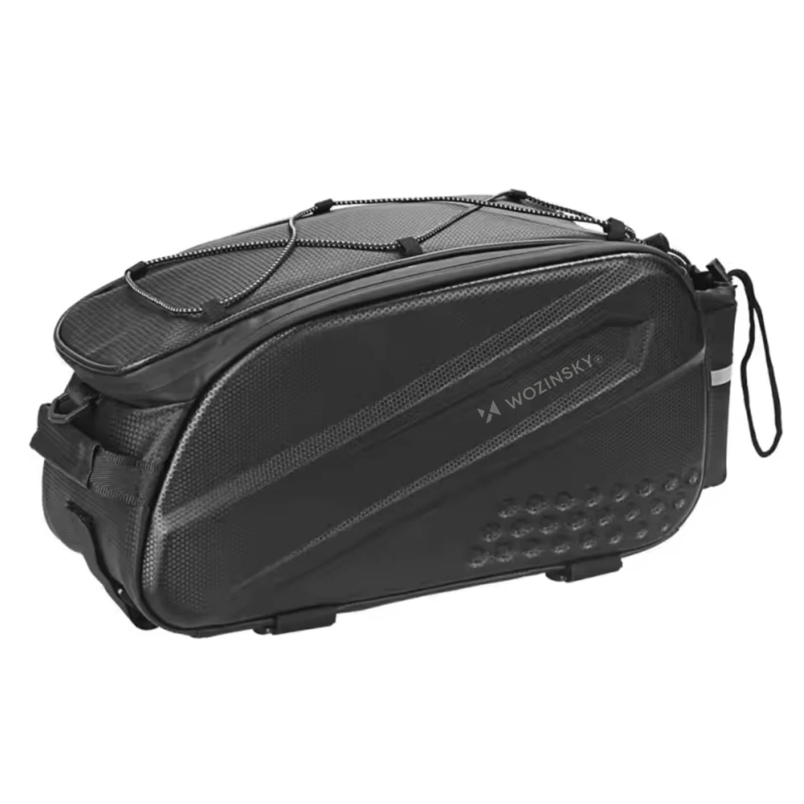 Torba sakwa rowerowa na bagażnik z długim paskiem - czarna