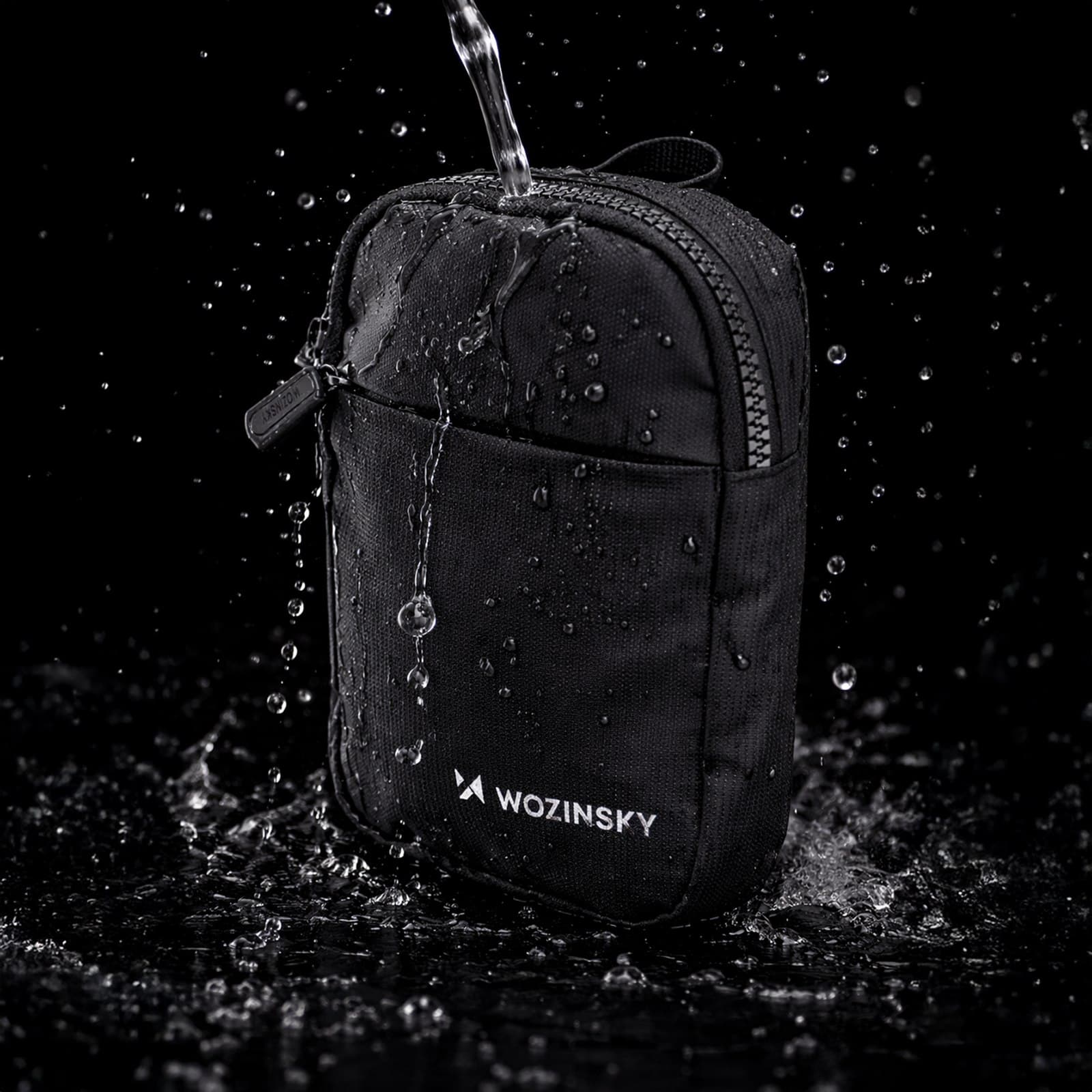 Mini saszetka na ramię wodoodporna dwukomorowa na telefon unisex - czarna