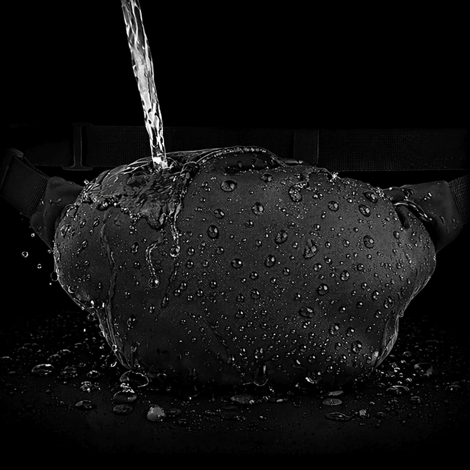 Saszetka nerka biodrowa na ramię unisex regulowany pasek wodoodporna - czarna