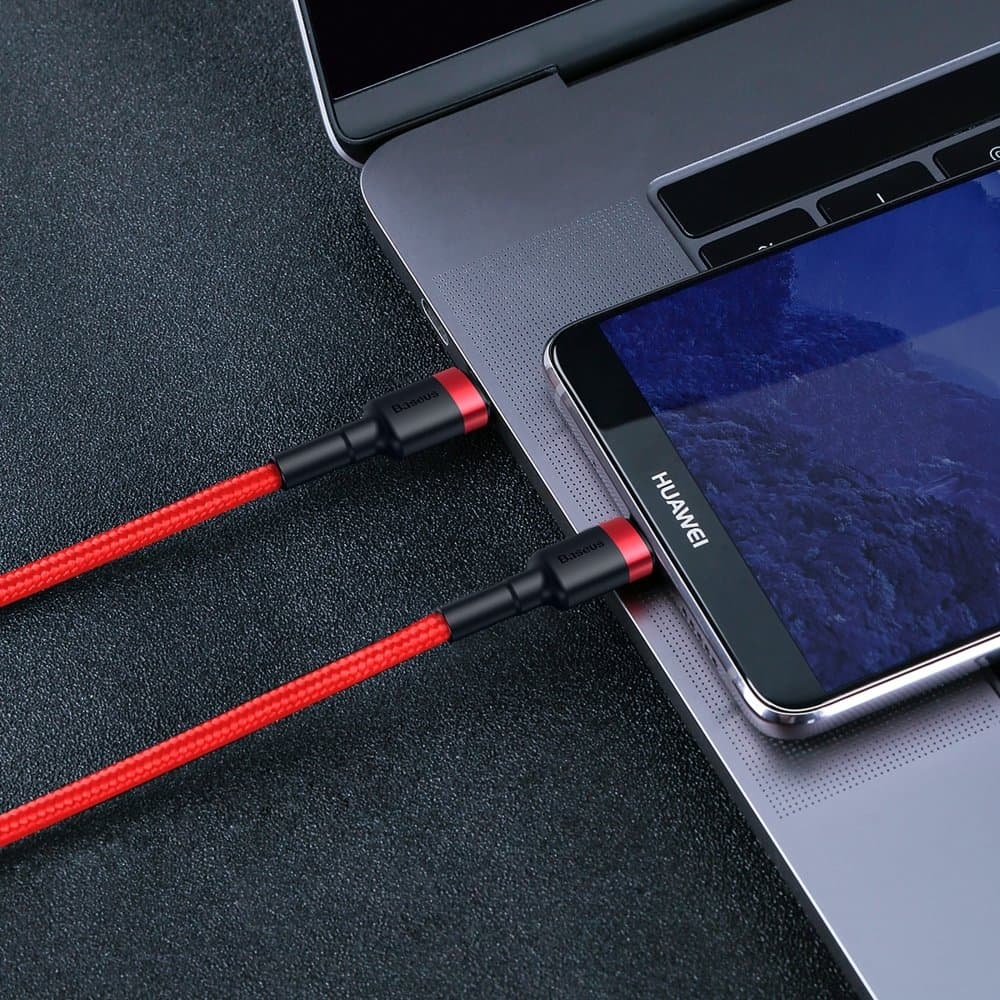 Kabel Wytrzymały elastyczny USB-C PD 2.0 60W 20V 3A QC3.0x1m czerwony