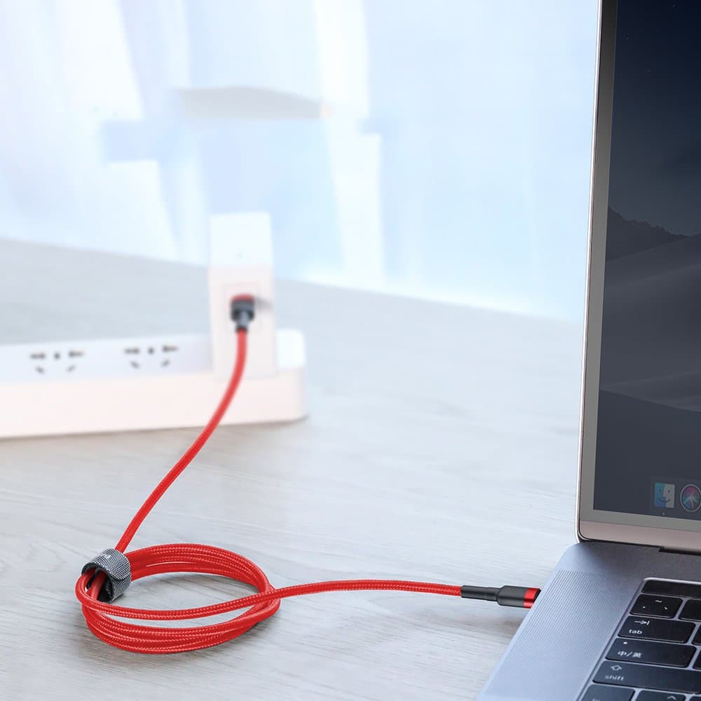 Kabel Wytrzymały elastyczny USB-C PD 2.0 60W 20V 3A QC3.0x1m czerwony
