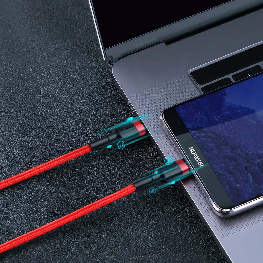 Kabel Wytrzymały elastyczny USB-C PD 2.0 60W 20V 3A QC3.0x1m czerwony