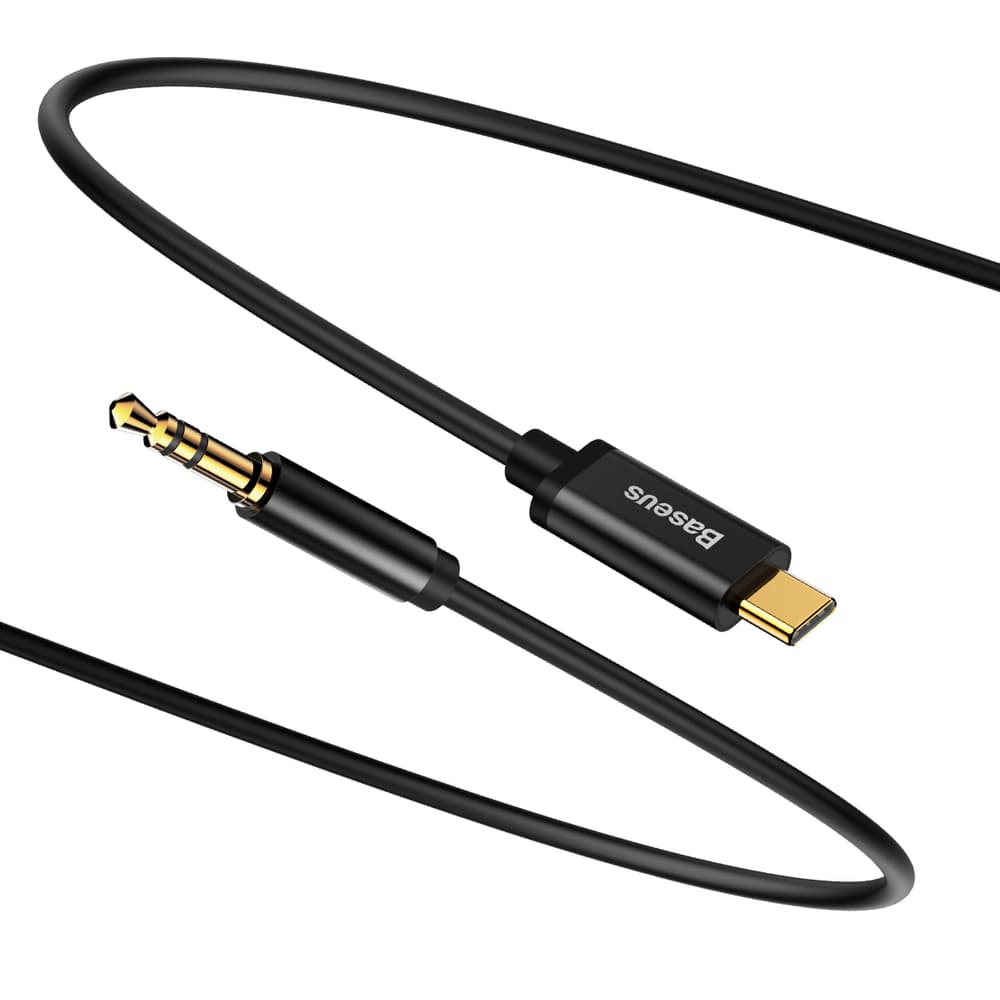 Kabel audio stereo przejścióka Aux 3.5mm Mini Jack USB-C 120cm czarny