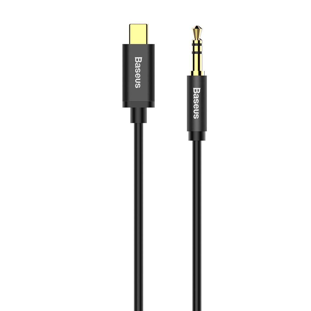 Kabel audio stereo przejścióka Aux 3.5mm Mini Jack USB-C 120cm czarny