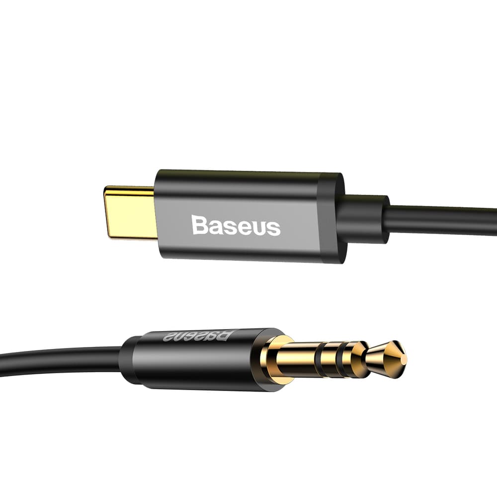 Kabel audio stereo przejścióka Aux 3.5mm Mini Jack USB-C 120cm czarny