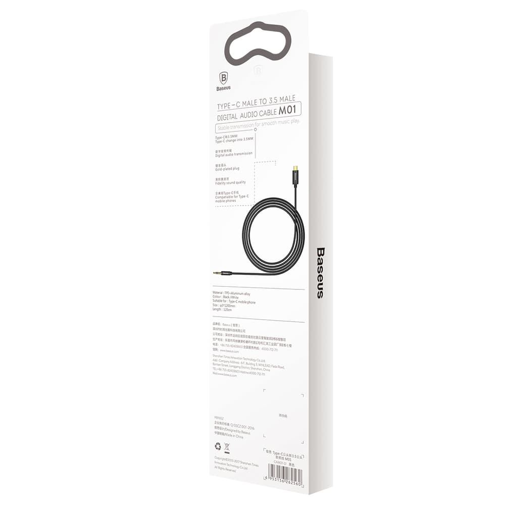 Kabel audio stereo przejścióka Aux 3.5mm Mini Jack USB-C 120cm czarny