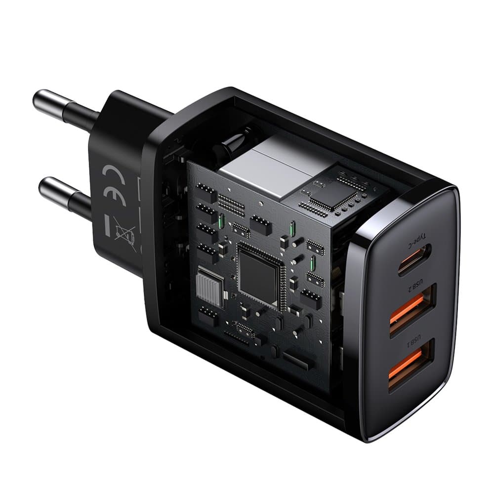 Compact sieciowa 2x USB USB-C 30W 3A PD QC czarny