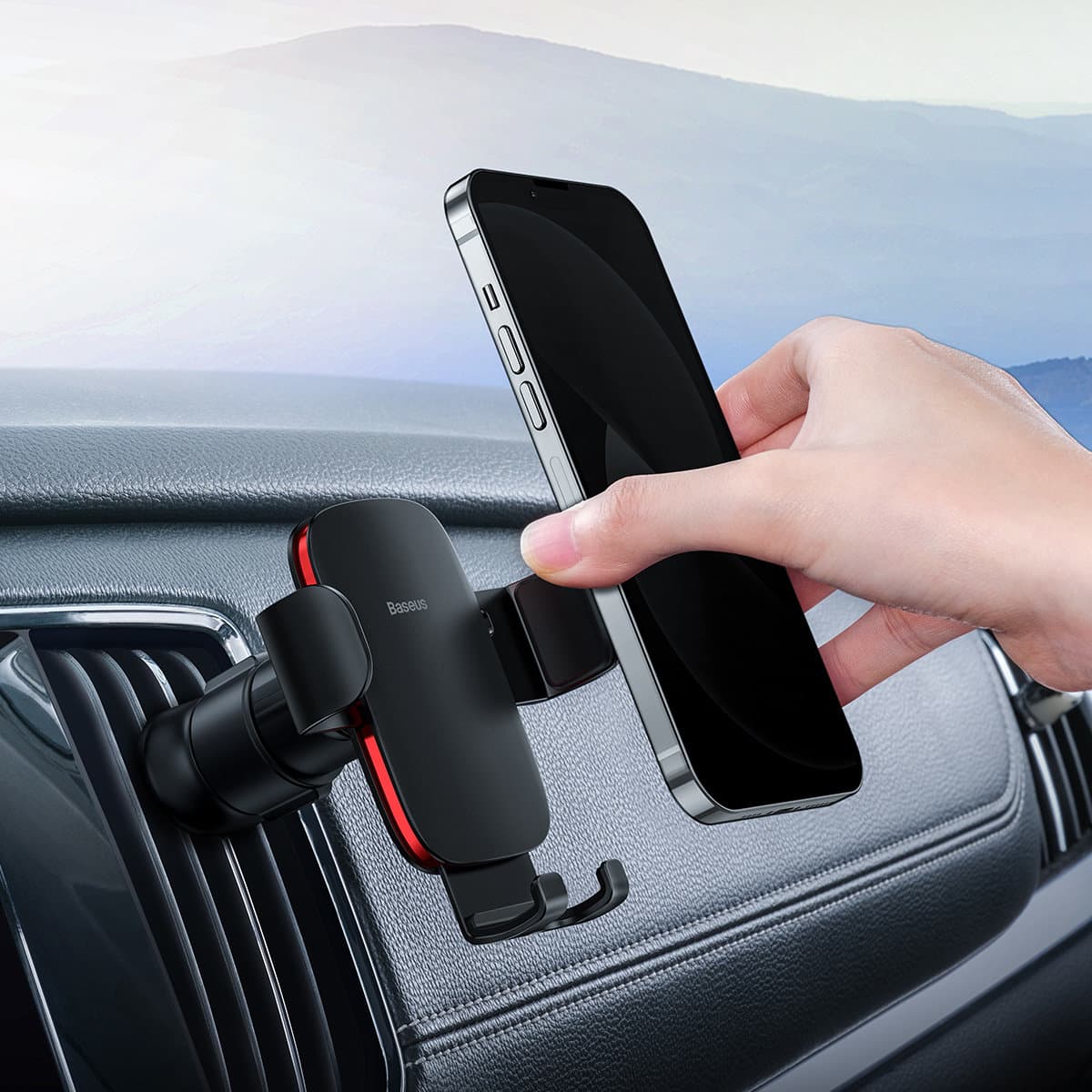 Uchwyt Grawitacyjny samochodowy na telefon kratkę Age czarny