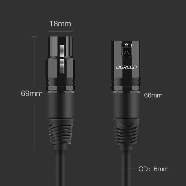 Przedłużacz kabla przewodu audio do mikrofonu Xlr 2m czarny