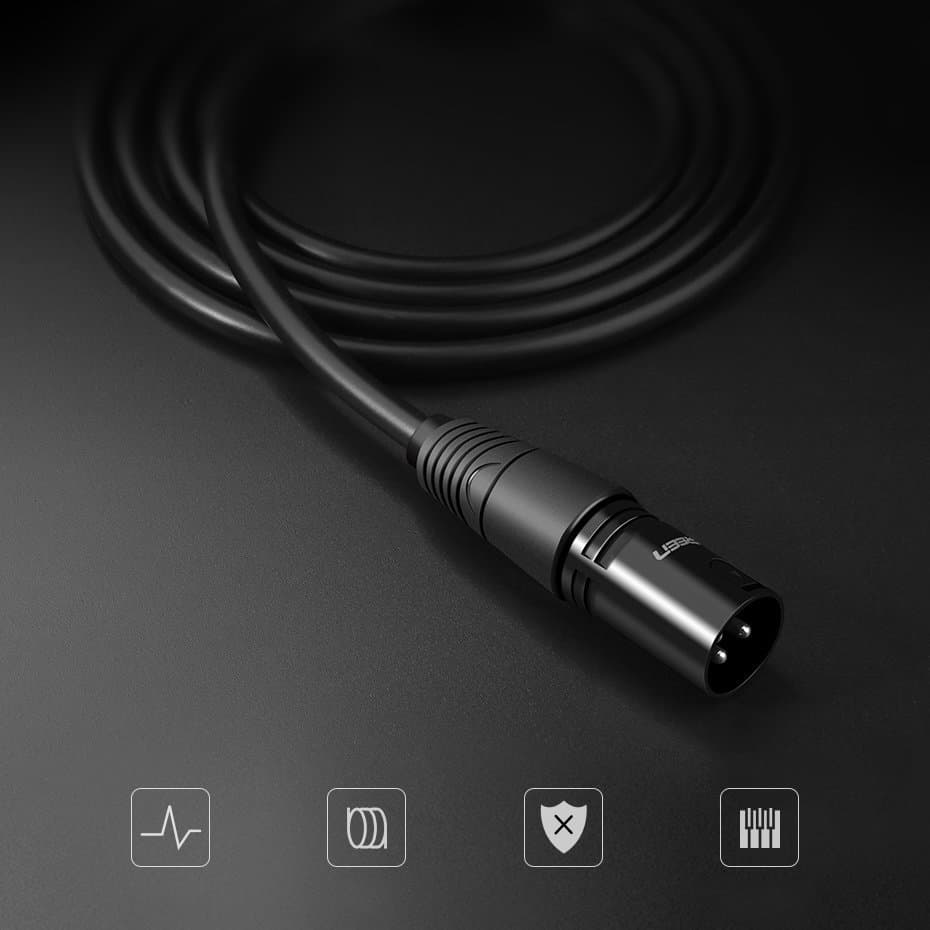 Przedłużacz kabla przewodu audio do mikrofonu Xlr 2m czarny