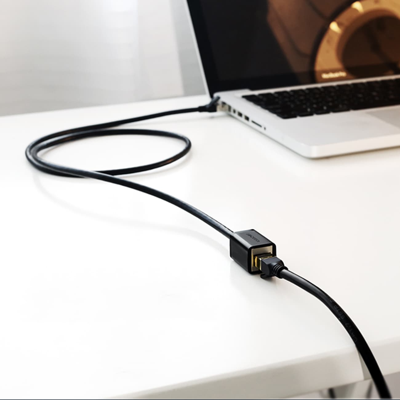 Przedłużacz kabla sieciowego Lan Ethernet RJ45 F czarny