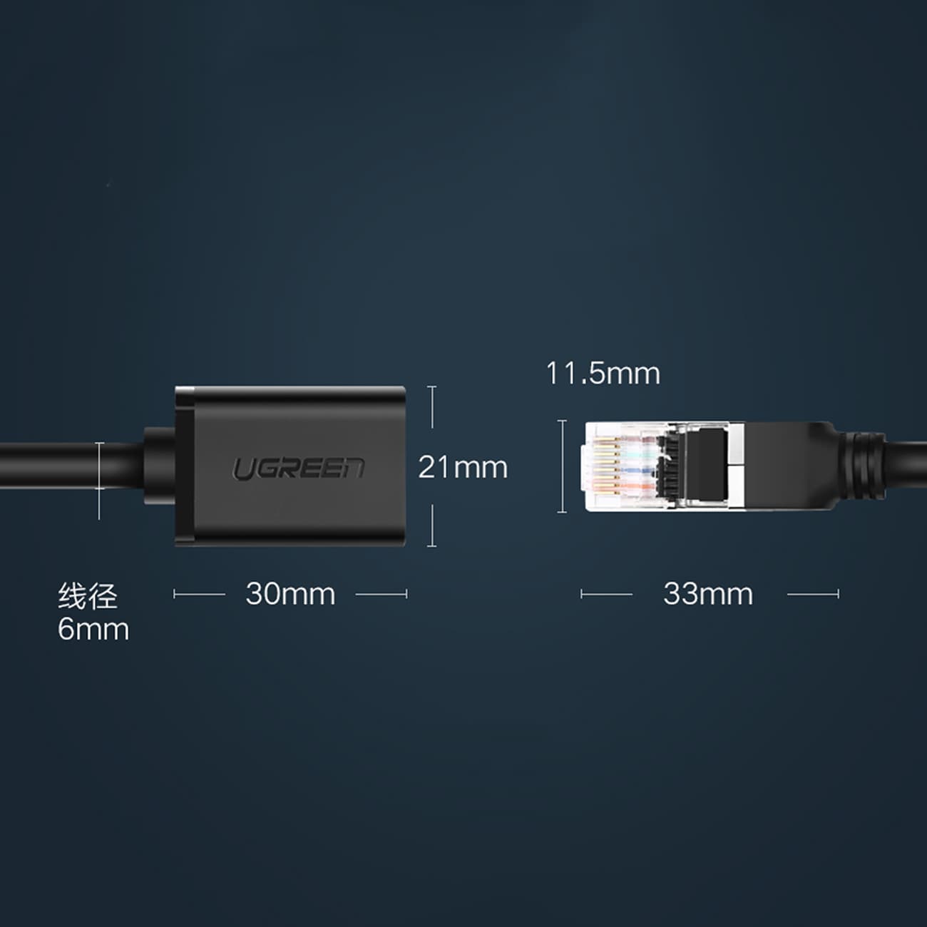 Przedłużacz kabla sieciowego Lan Ethernet RJ45 F czarny